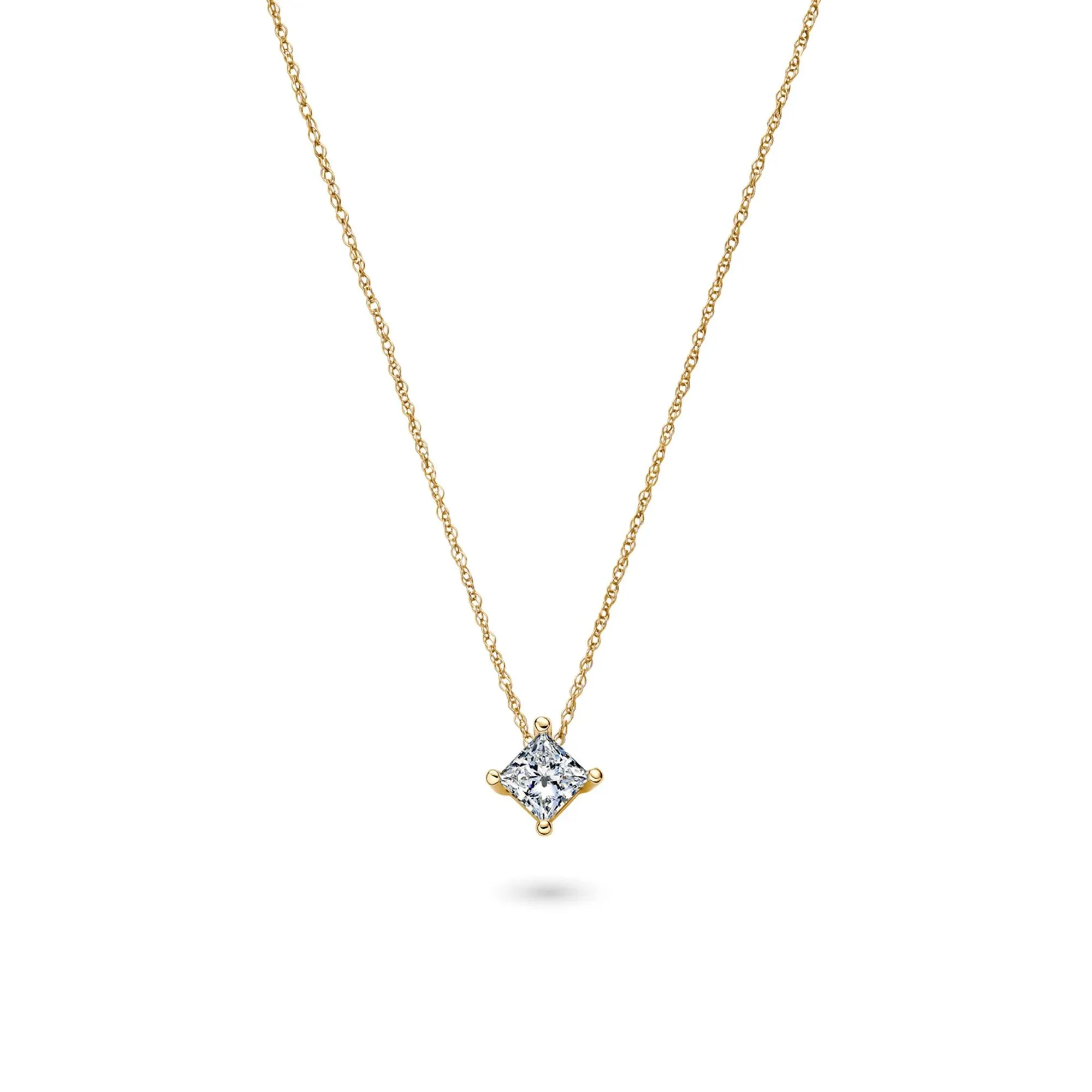 1/2 CT. Tw. Lab Grown Diamond Princess-Cut Solitaire Pendant Necklace 14K Yellow Gold Size 18"