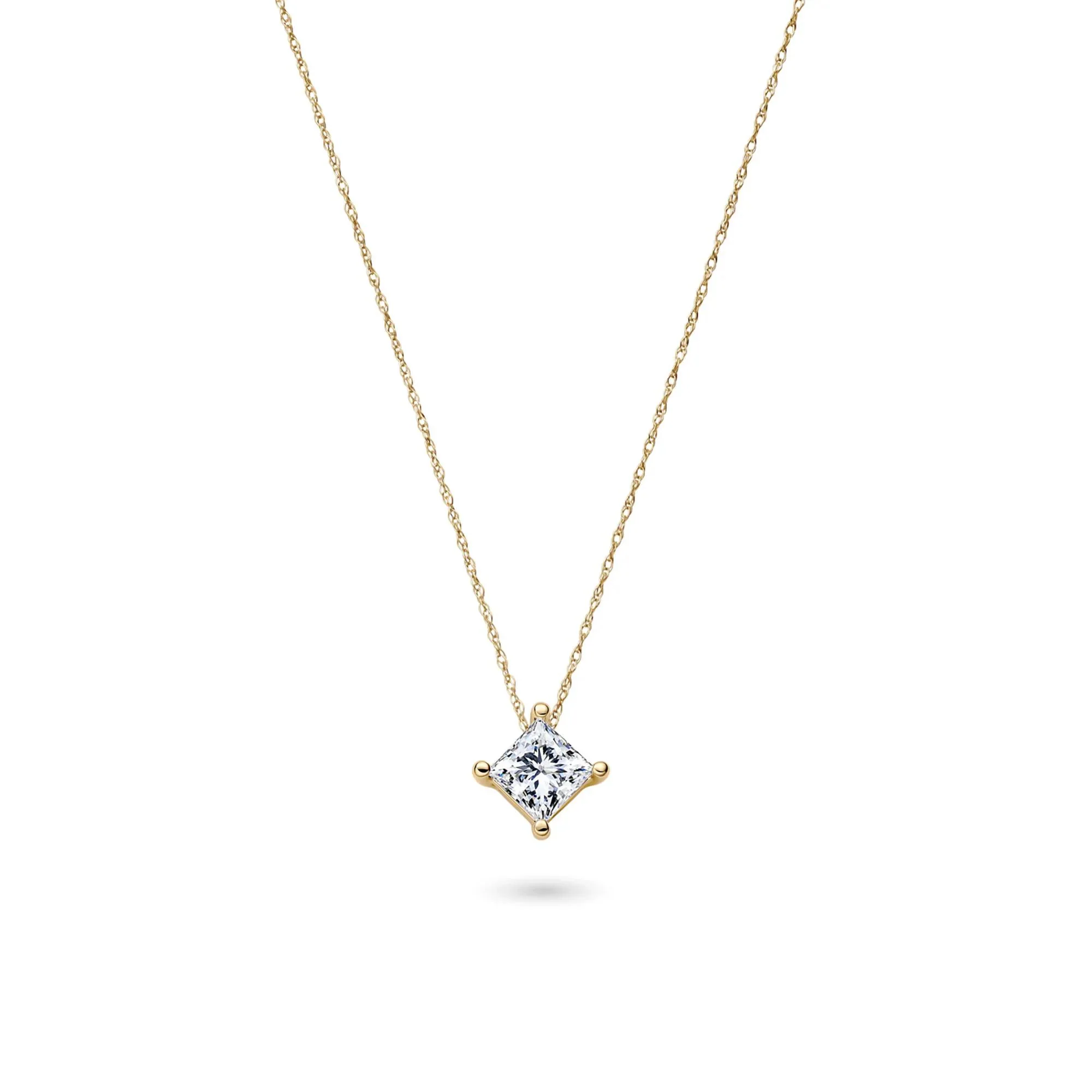 1 CT. Tw. Lab Grown Diamond Princess-Cut Solitaire Pendant 14K Yellow Gold Ring Size 7.20mm