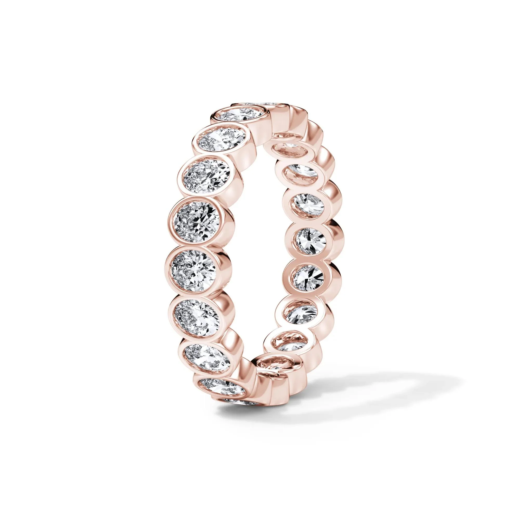 2 CT. Tw. Lab Grown Diamond Oval Bezel Eternity Band Ring 14K Rose Gold Size 5.5 3mm - Image 3
