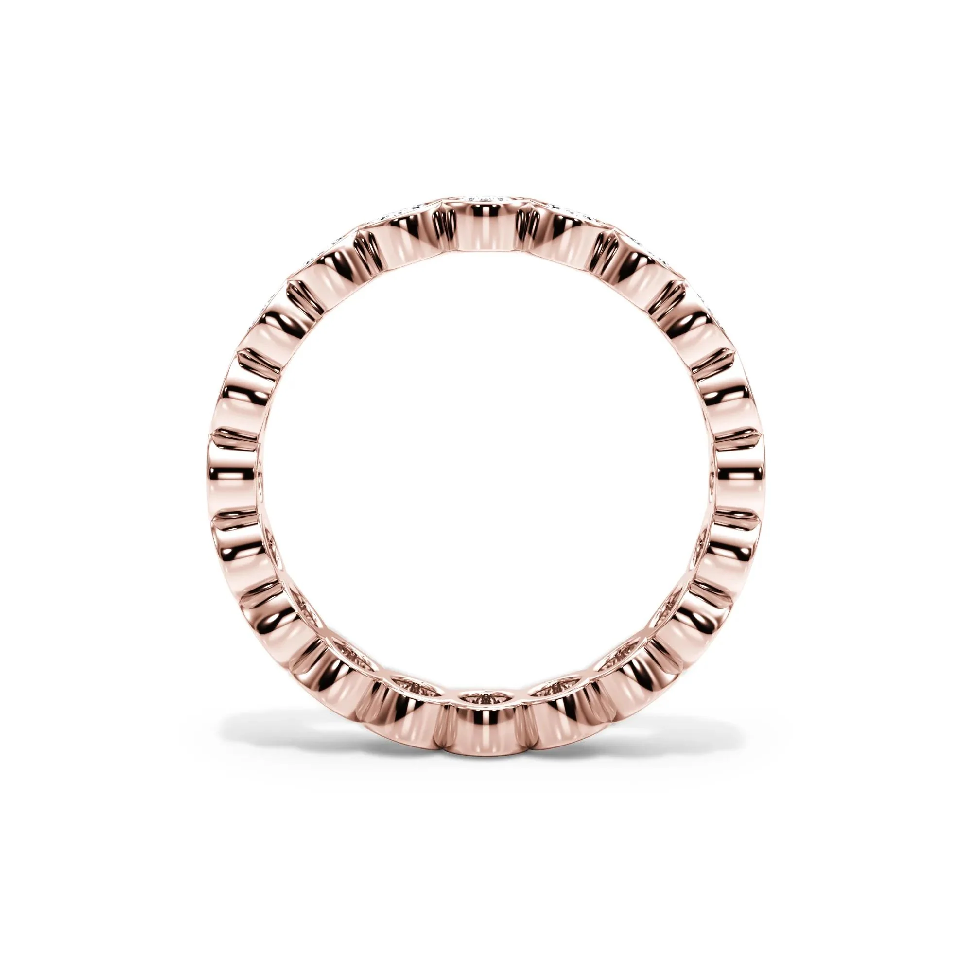 2 CT. Tw. Lab Grown Diamond Oval Bezel Eternity Band Ring 14K Rose Gold Size 8.5 3mm - Image 2