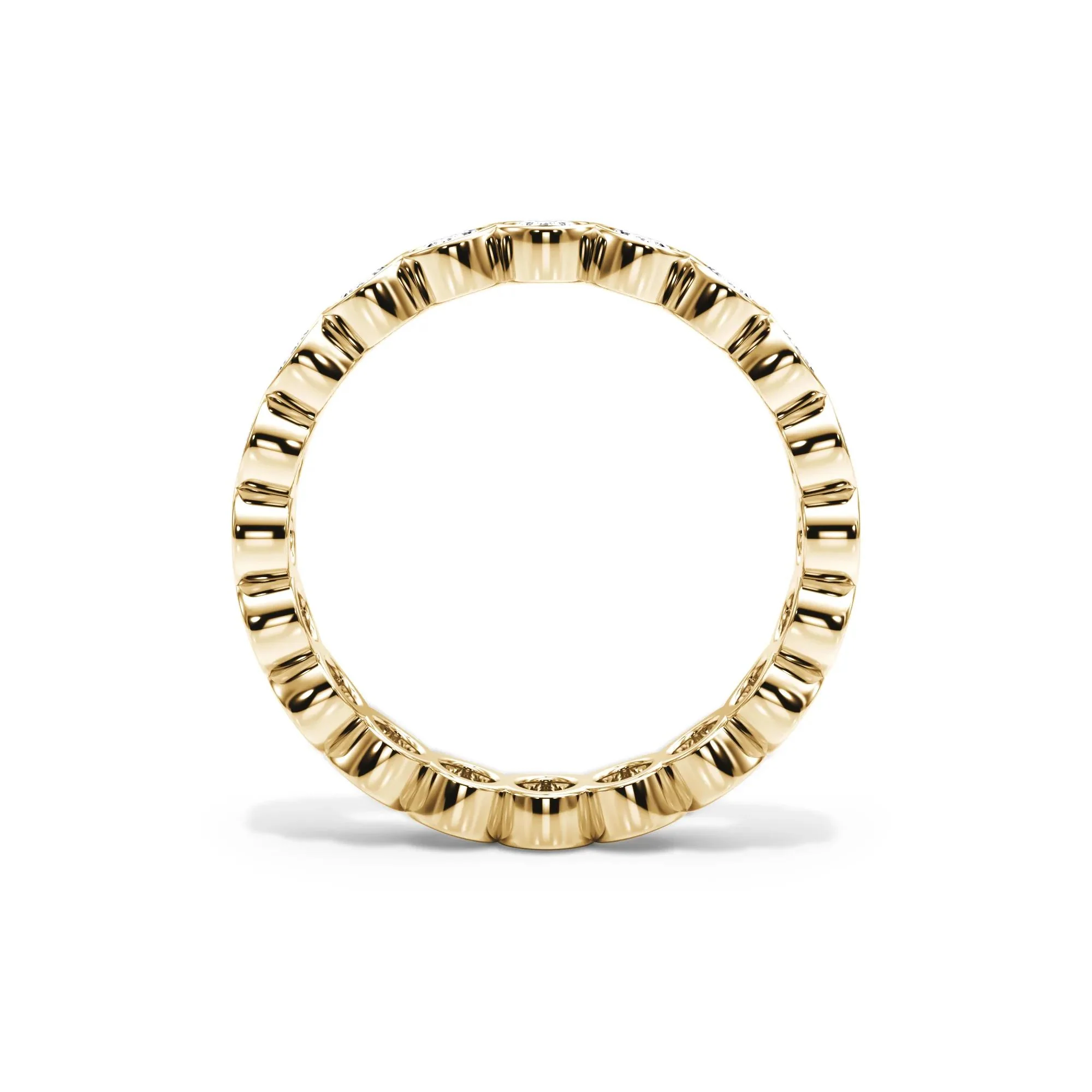 2 CT. Tw. Lab Grown Diamond Oval Bezel Eternity Band Ring 14K Yellow Gold Size 4 3mm - Image 2