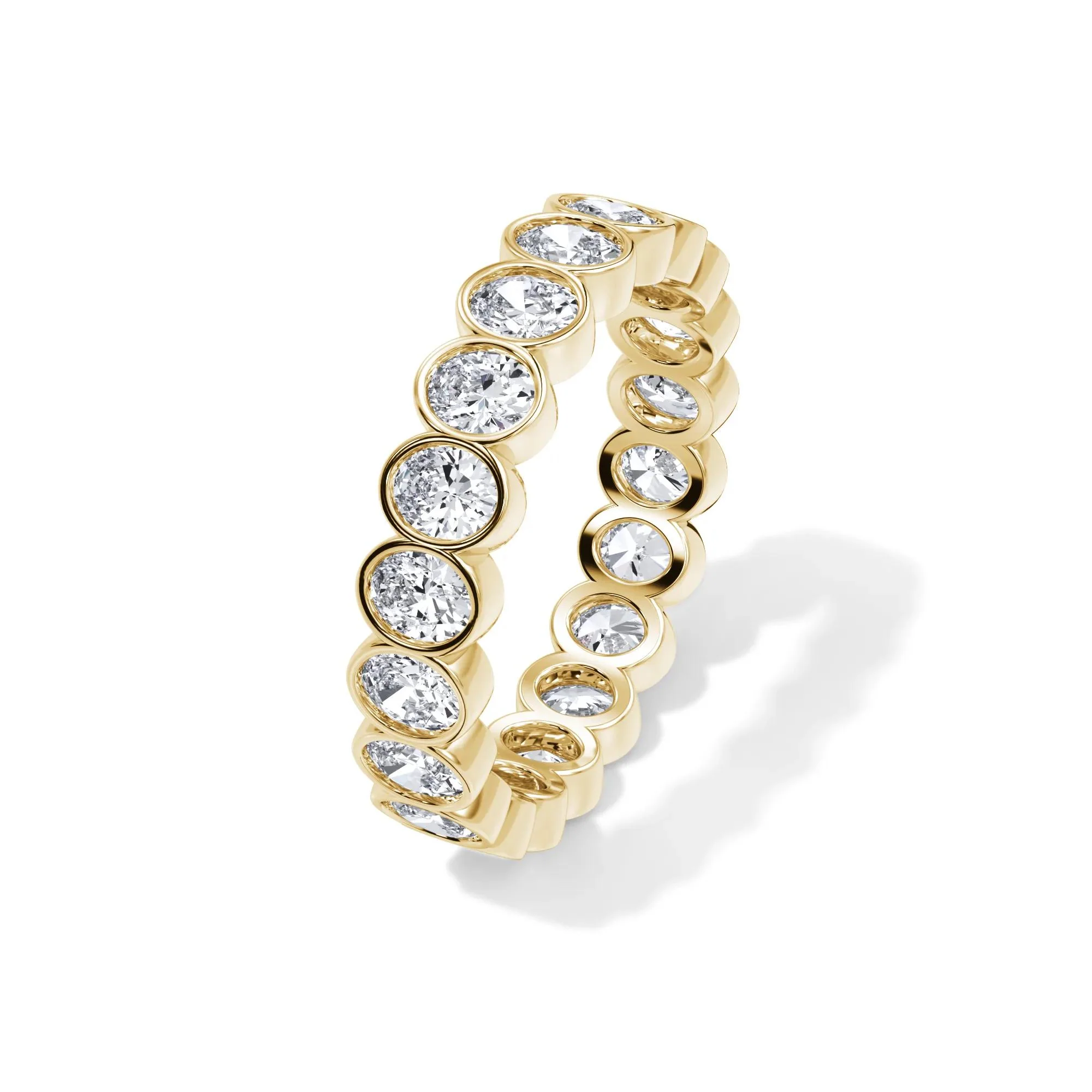 2 CT. Tw. Lab Grown Diamond Oval Bezel Eternity Band Ring 14K Yellow Gold Size 5.5 3mm - Image 4