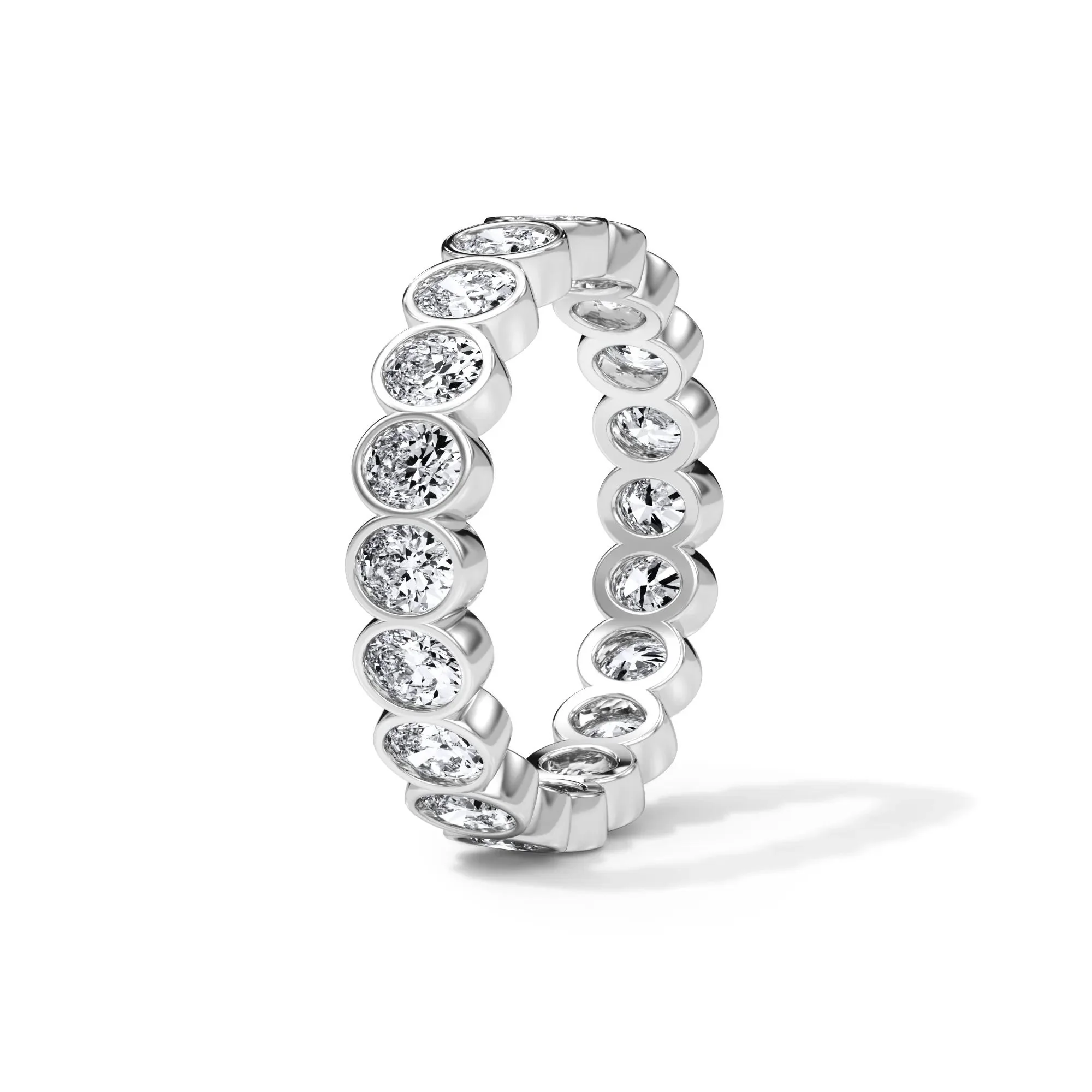 2 CT. Tw. Lab Grown Diamond Oval Bezel Eternity Band Ring Platinum White Size 9 3mm - Image 3