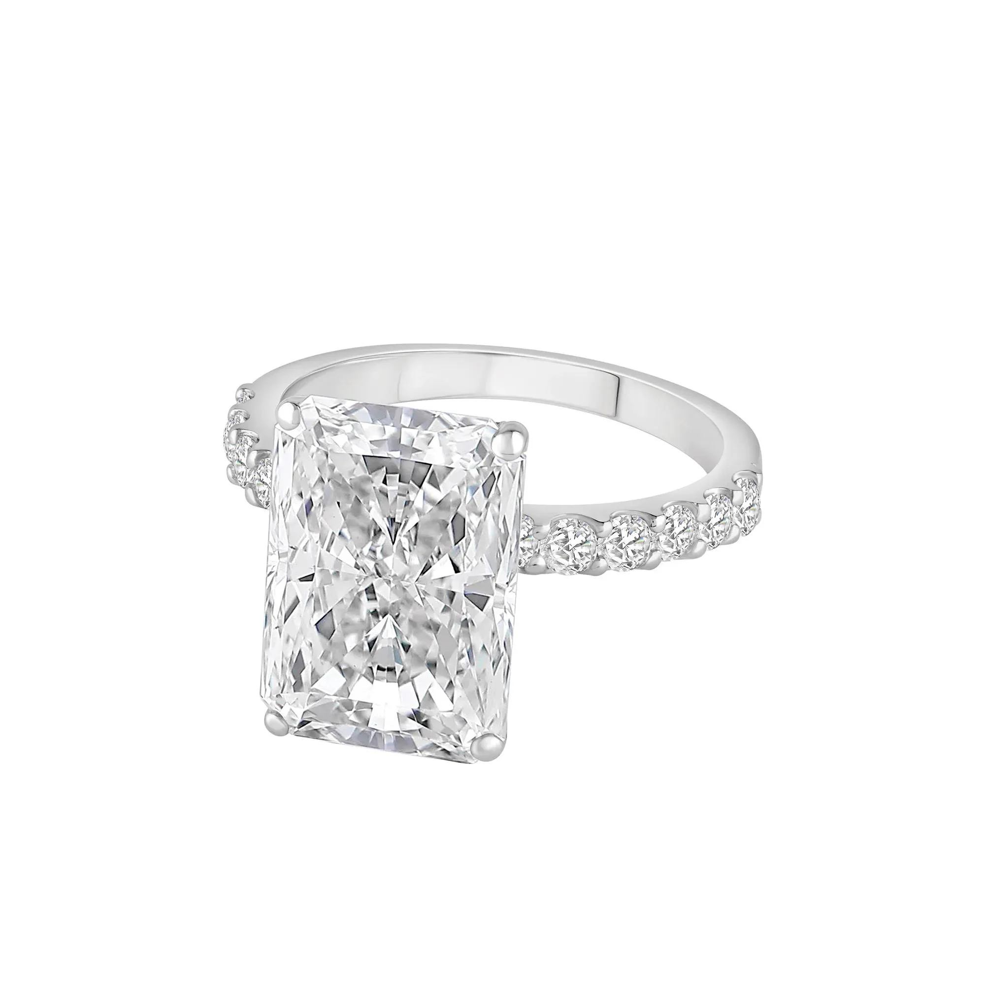 7 3/4 CT. Tw. Lab Grown Diamond Radiant Brilliant-Cut Engagement Ring 14K White Gold Size 7.5 - Image 4