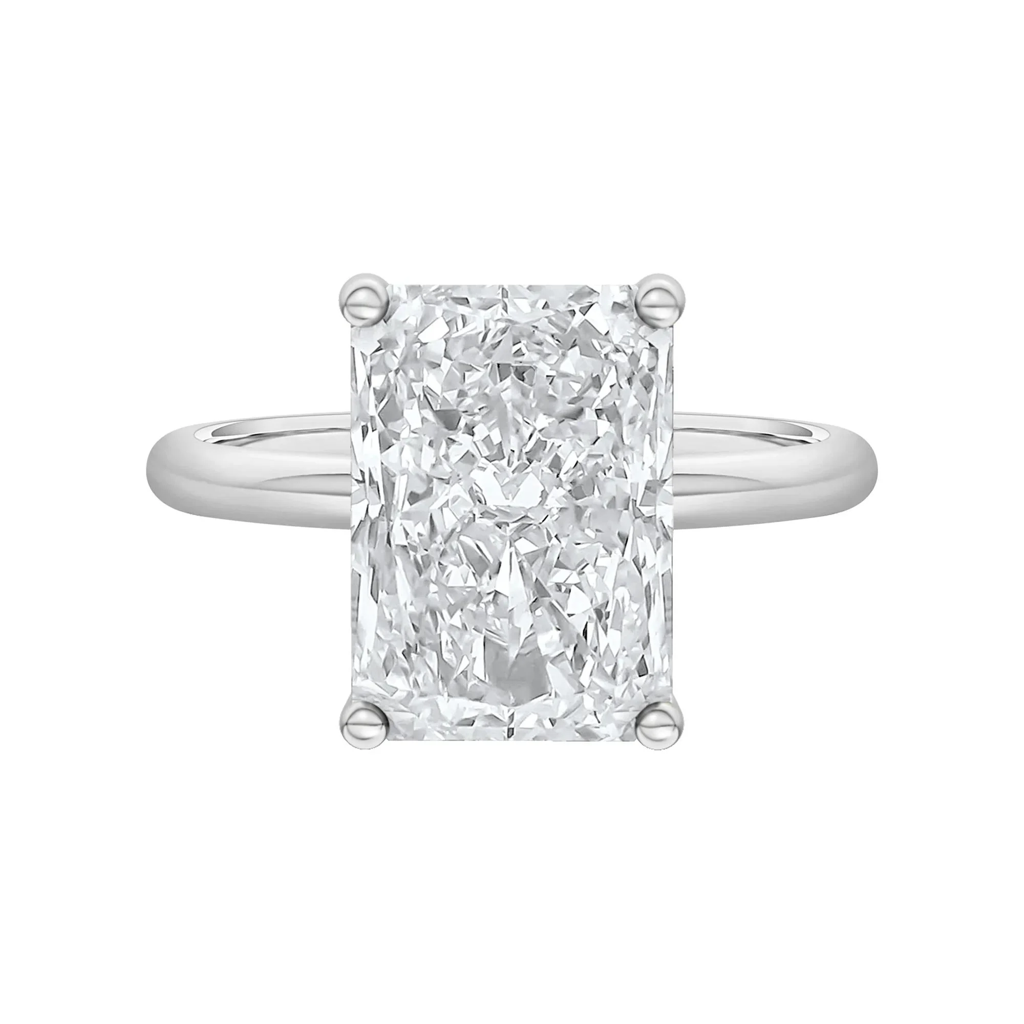 Lab Grown Diamond Radiant-Cut Solitaire Ring 14K White Gold (5 CT.) Size 5 2mm