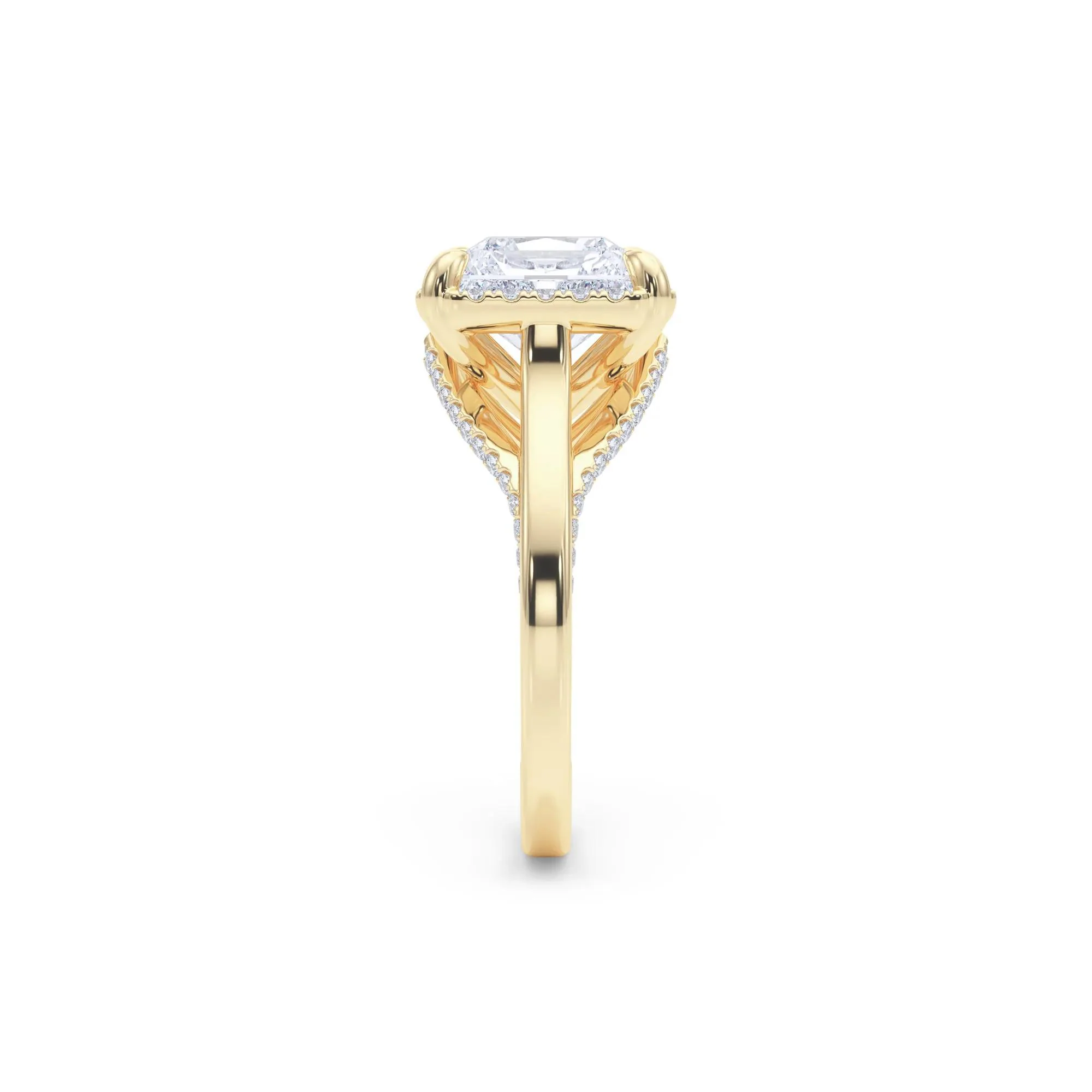 4 1/2 CT. Tw. Lab Grown Diamond Square Radiant-Cut Halo Engagement Ring 14K Yellow Gold Size 4.5 10.5mm - Image 3