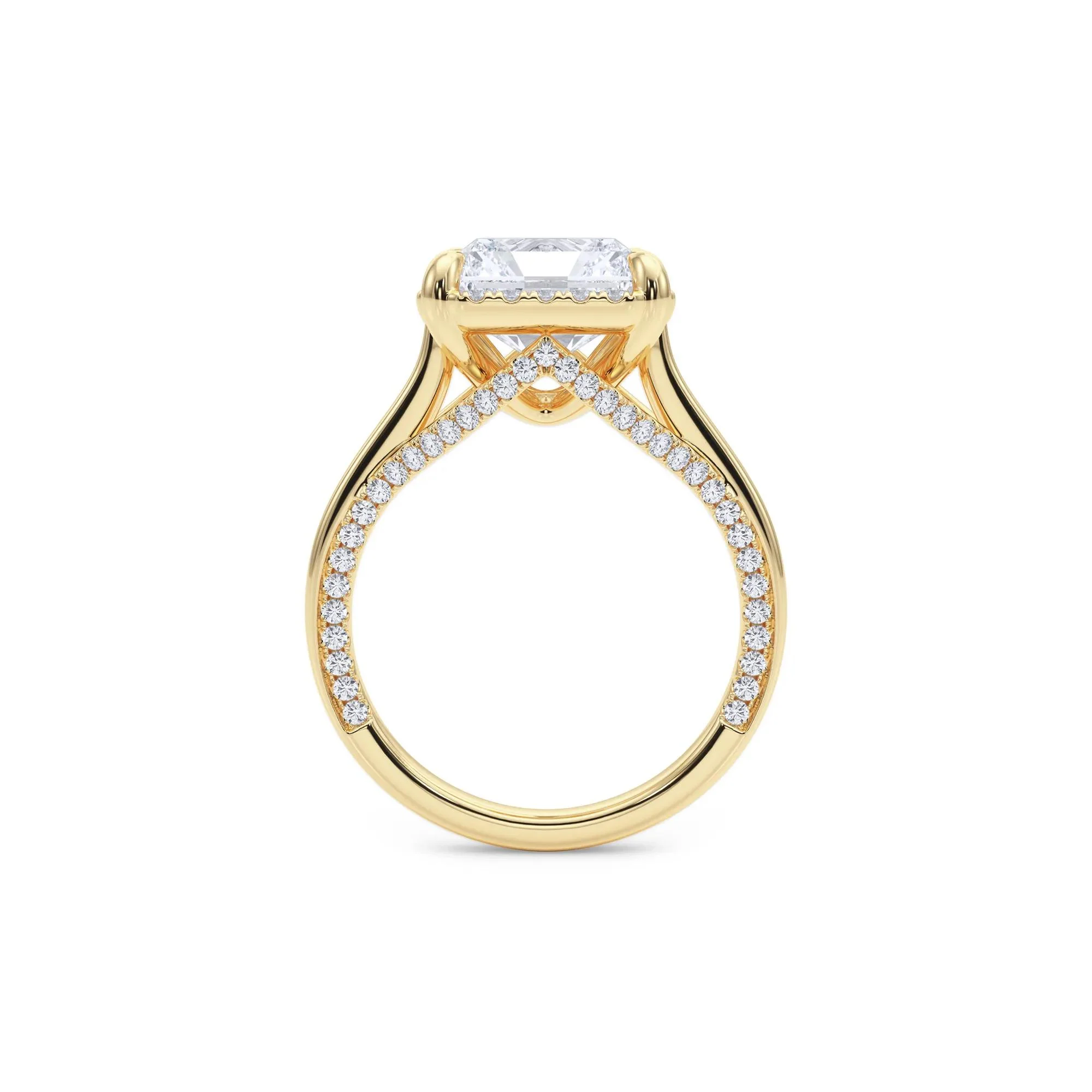 4 1/2 CT. Tw. Lab Grown Diamond Square Radiant-Cut Halo Engagement Ring 14K Yellow Gold Size 7 10.5mm - Image 2