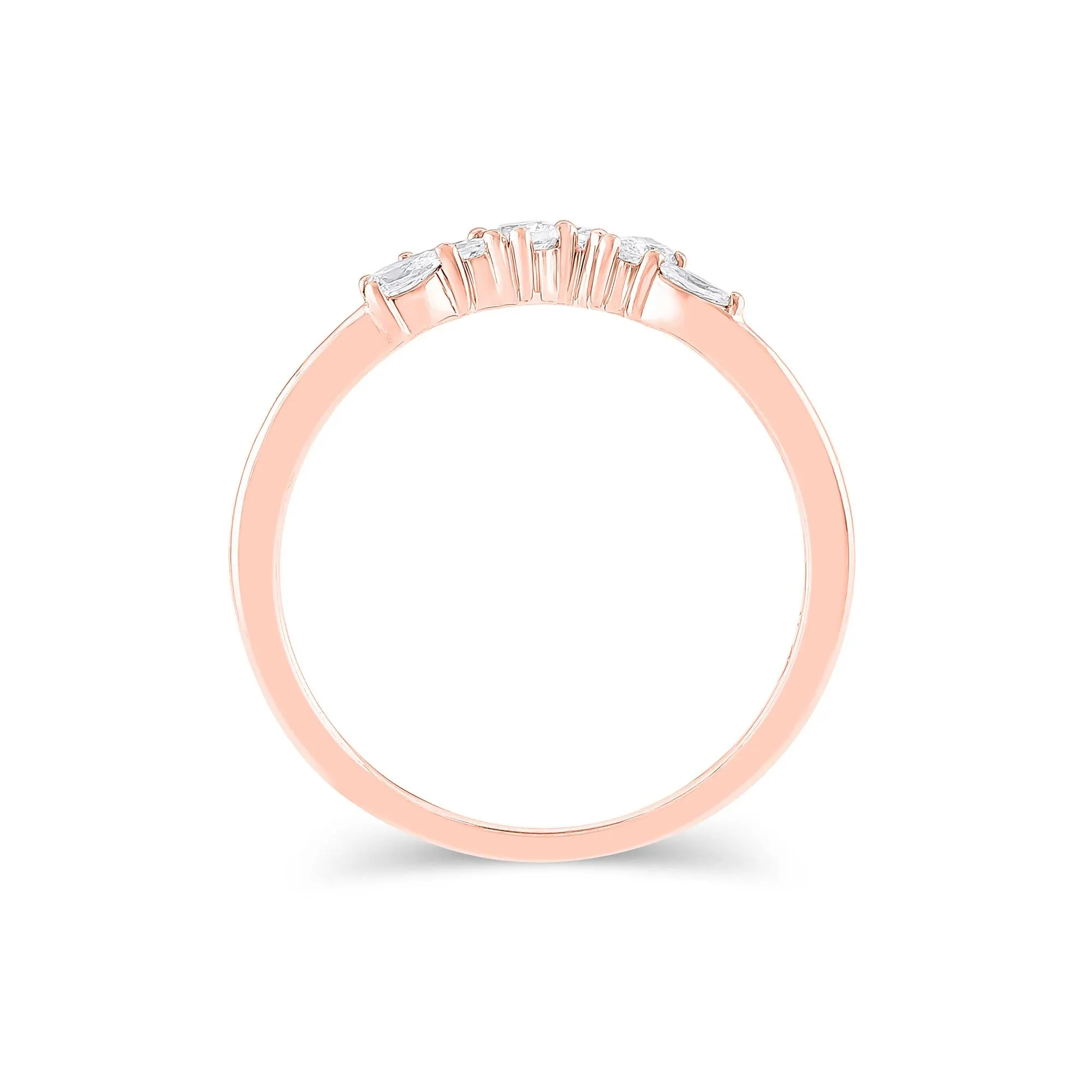 1/3 CT. Tw. Lab Grown Diamond Mixed-Shape Contour Band Ring 14K Rose Gold Size 8.5 6.5mm - Image 2