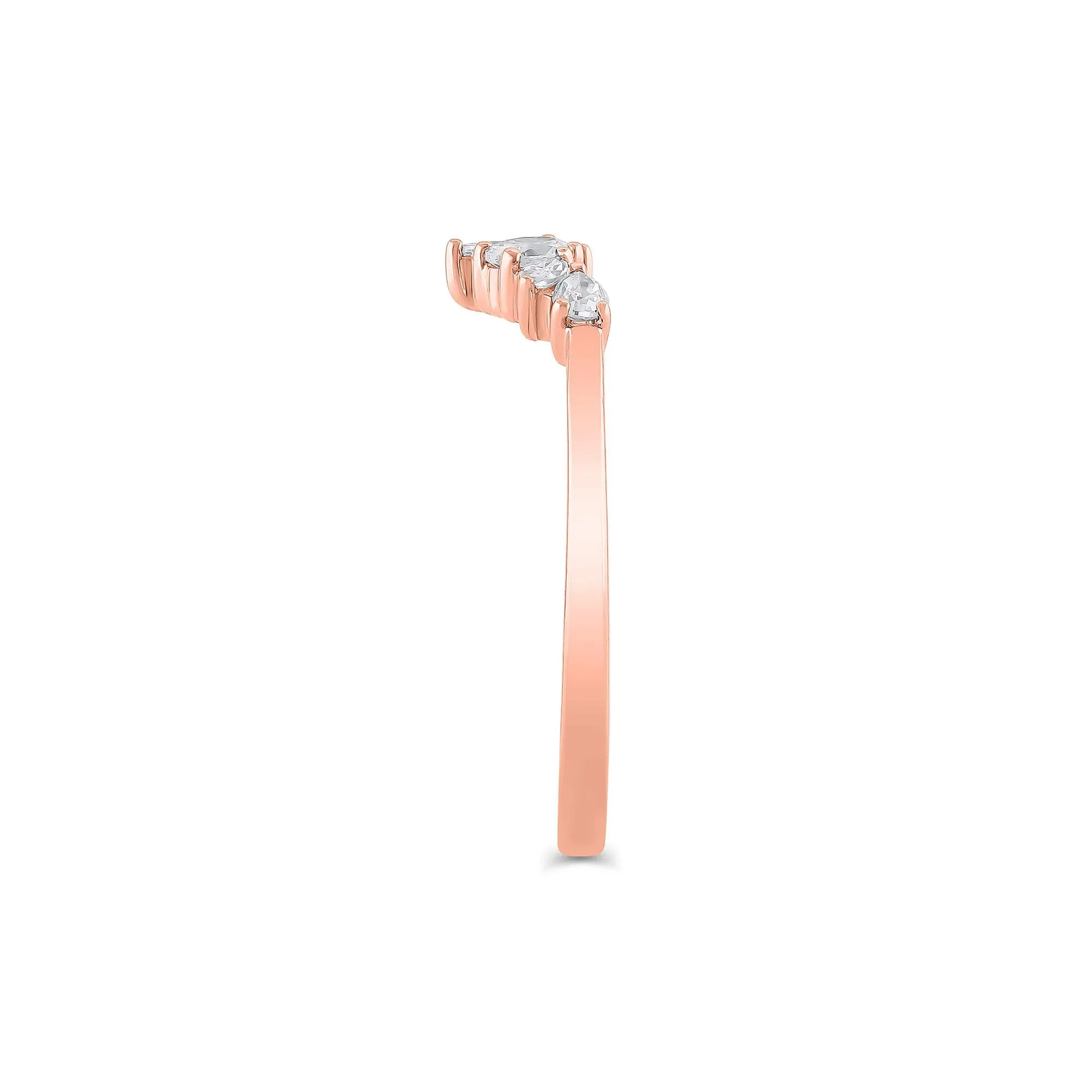 1/3 CT. Tw. Lab Grown Diamond Mixed-Shape Contour Band Ring 14K Rose Gold Size 9 6.5mm - Image 3