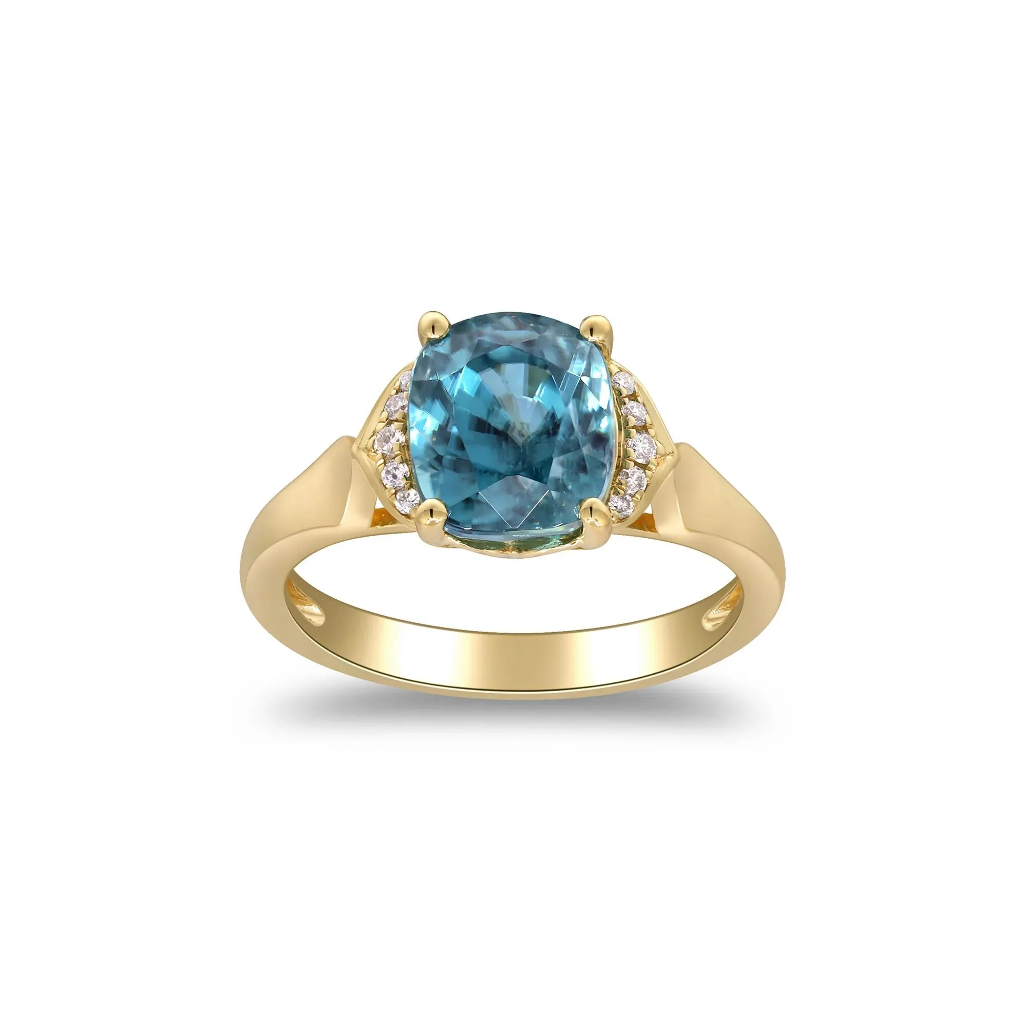 London Blue Topaz & Round Diamond Accent Ring 10K Yellow Gold Size 7 2mm - Image 4