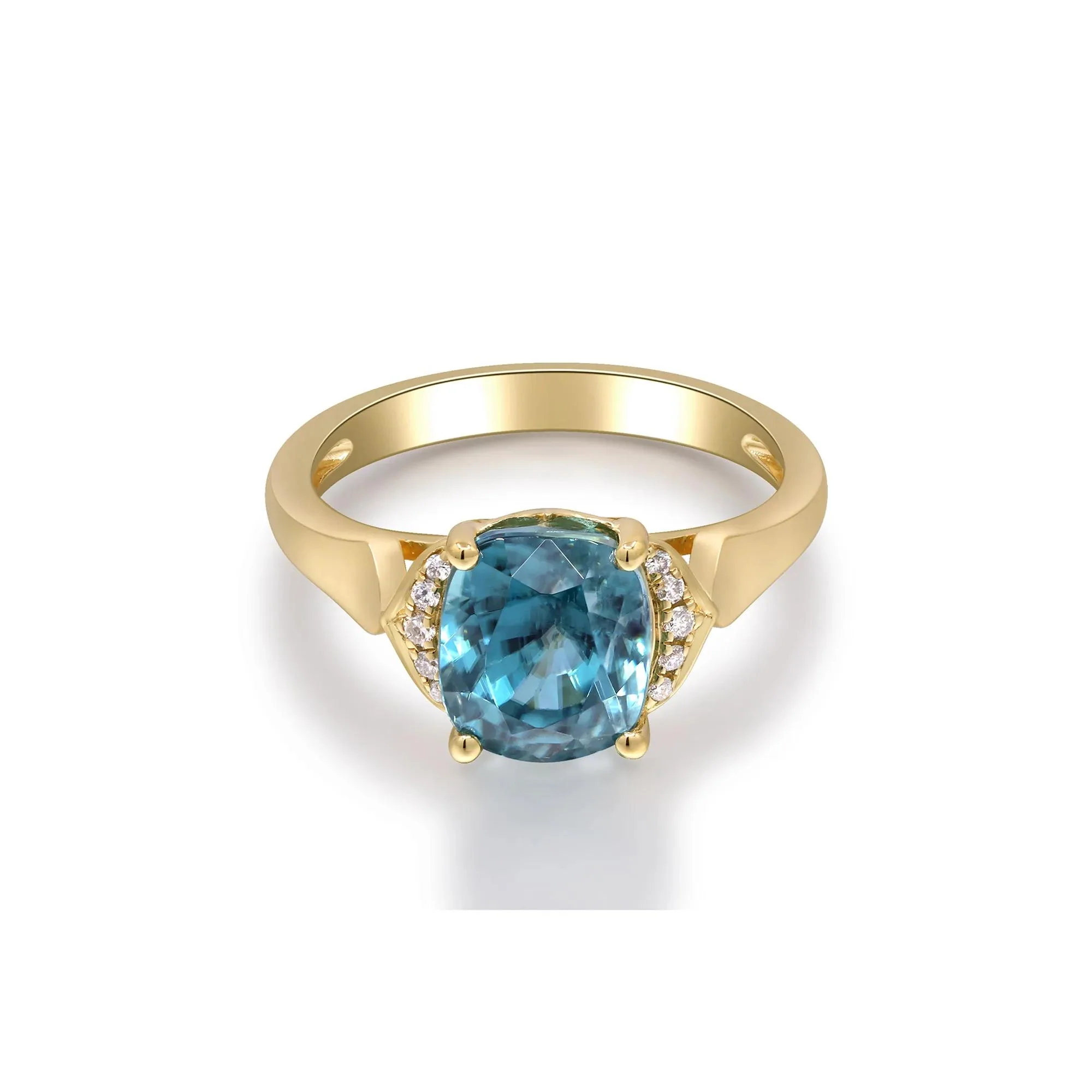 London Blue Topaz & Round Diamond Accent Ring 10K Yellow Gold Size 7.5 2mm