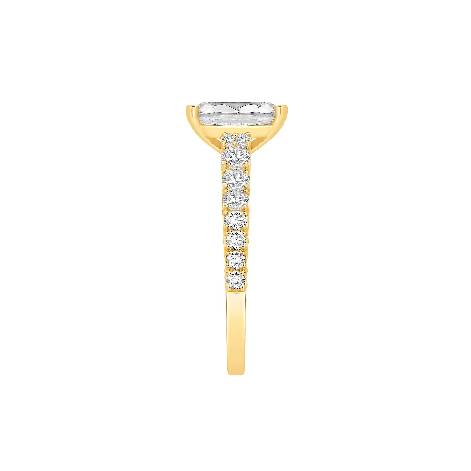 4 CT. Tw. Lab Grown Diamond Elongated Cushion Engagement Ring 14K Yellow Gold Round Brilliant Cut Size 5 10mm - Image 3
