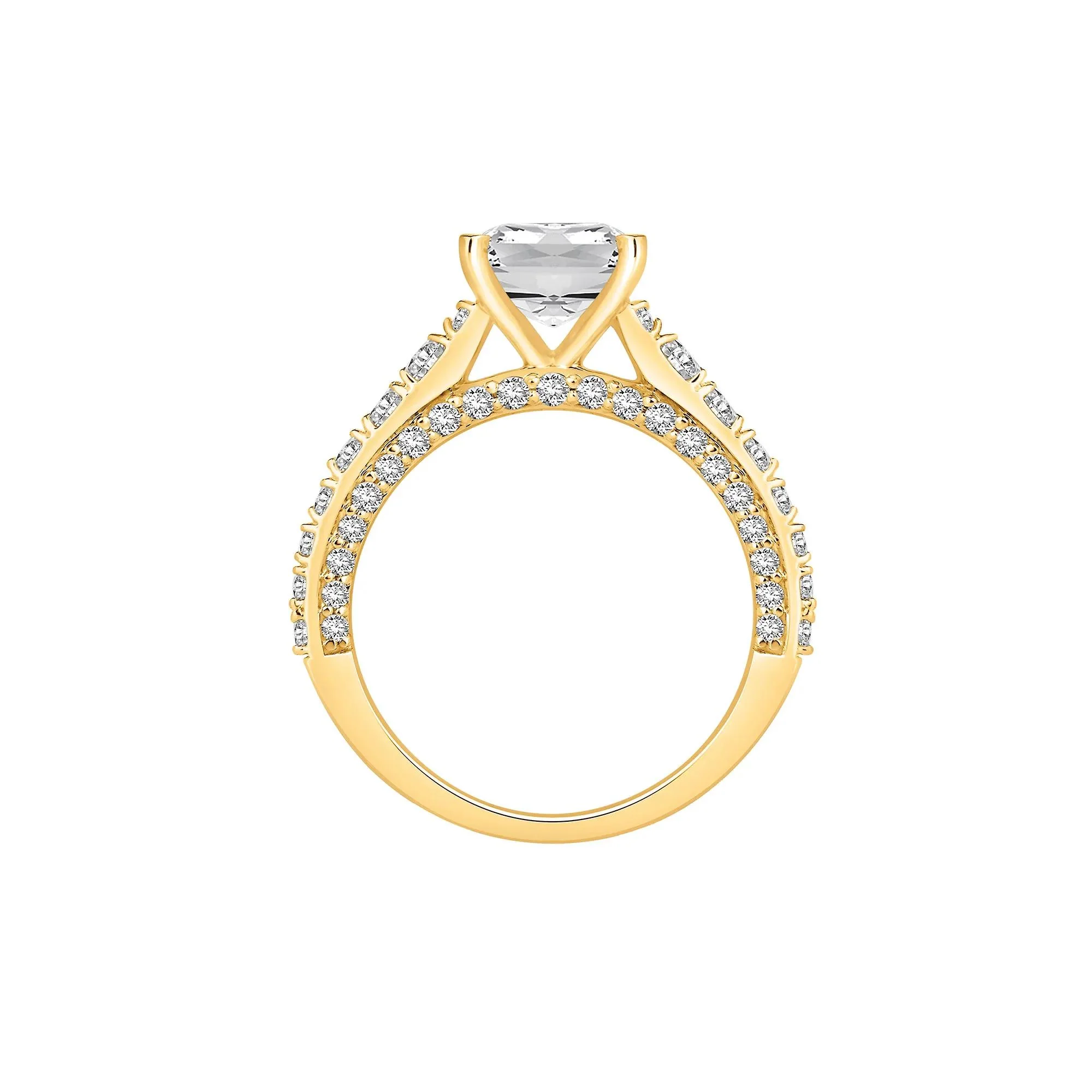 4 CT. Tw. Lab Grown Diamond Elongated Cushion Engagement Ring 14K Yellow Gold Round Brilliant Cut Size 7 10mm - Image 2