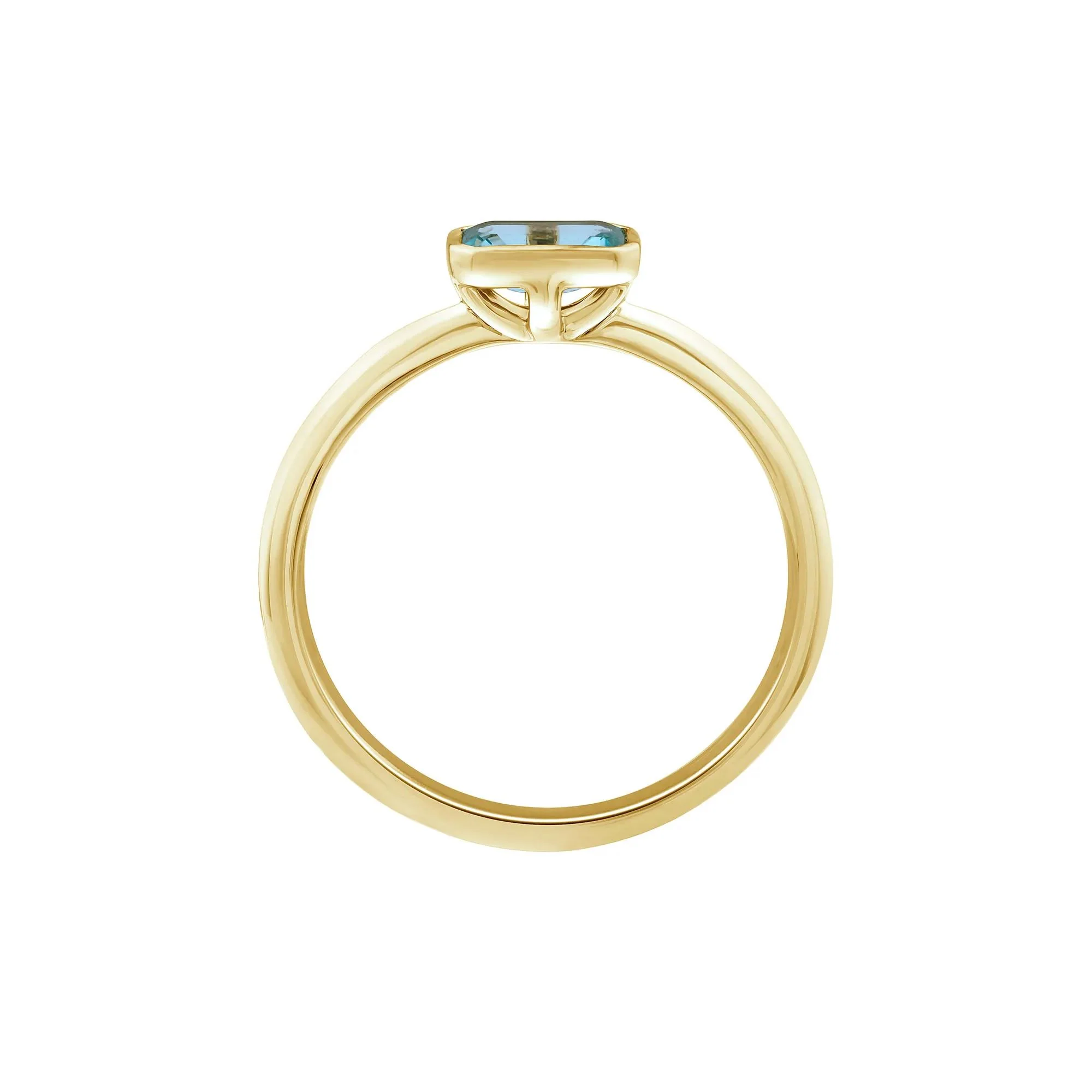 Aquamarine Bezel Fashion Ring 10K Yellow Gold Size 6.5 1.5mm - Image 2