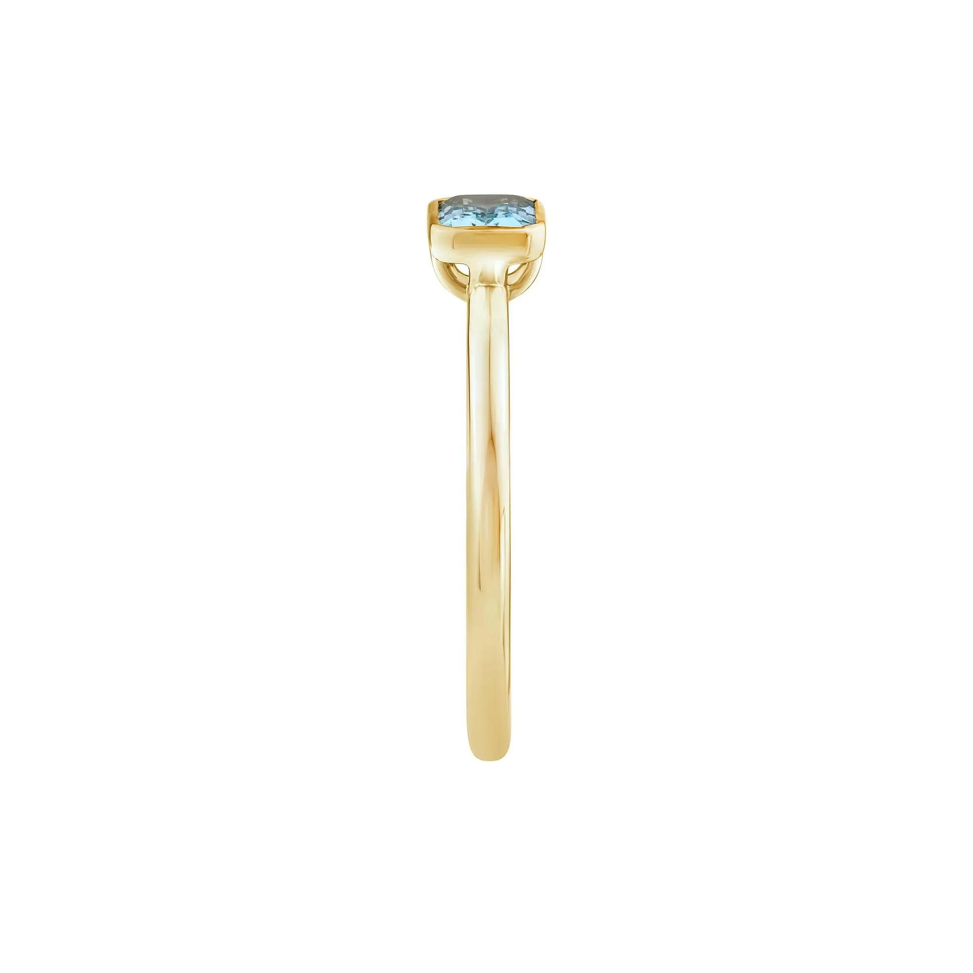 Aquamarine Bezel Fashion Ring 10K Yellow Gold Size 7 1.5mm - Image 3