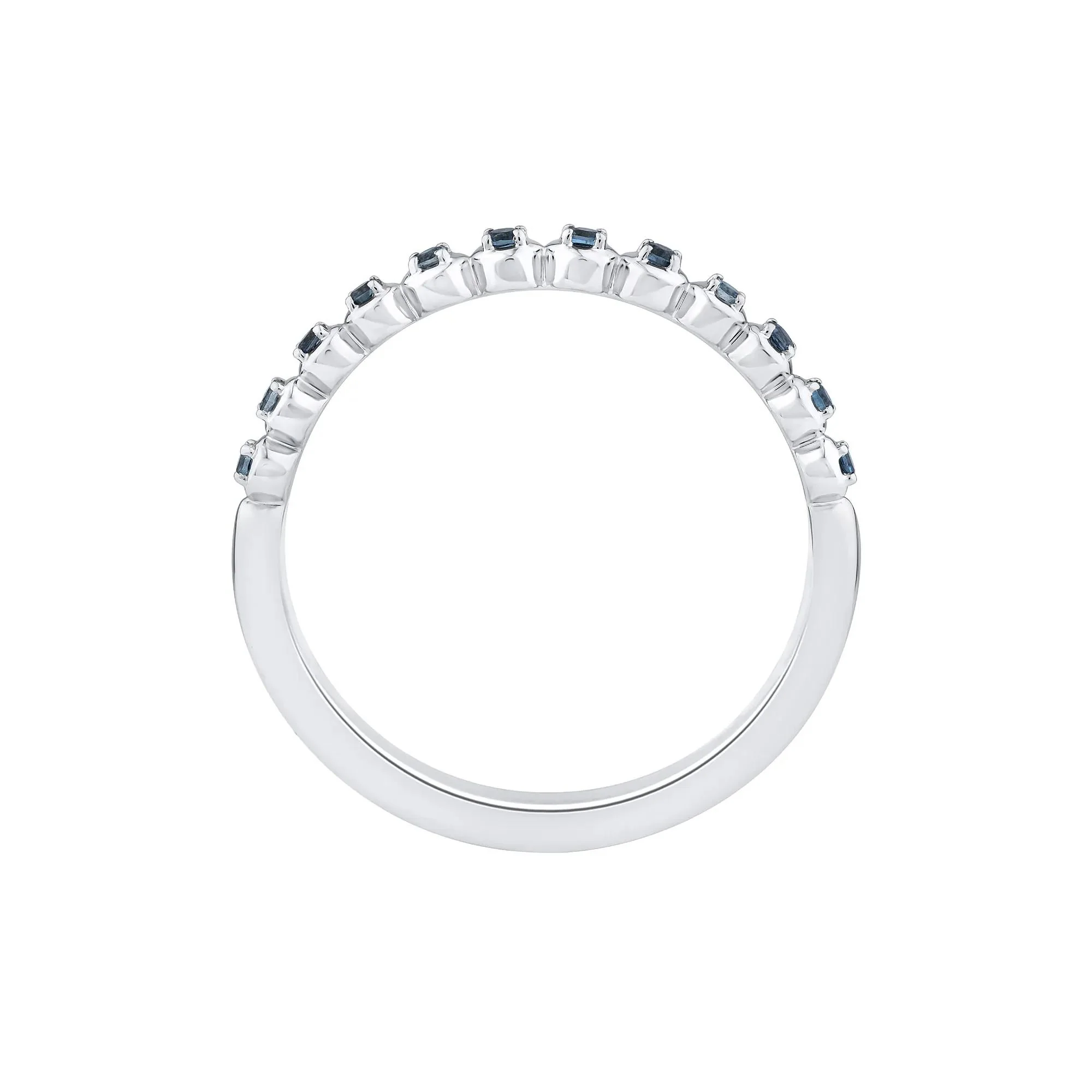 London Blue Topaz Round Band Ring 10K White Gold Size 6.5 2mm - Image 2