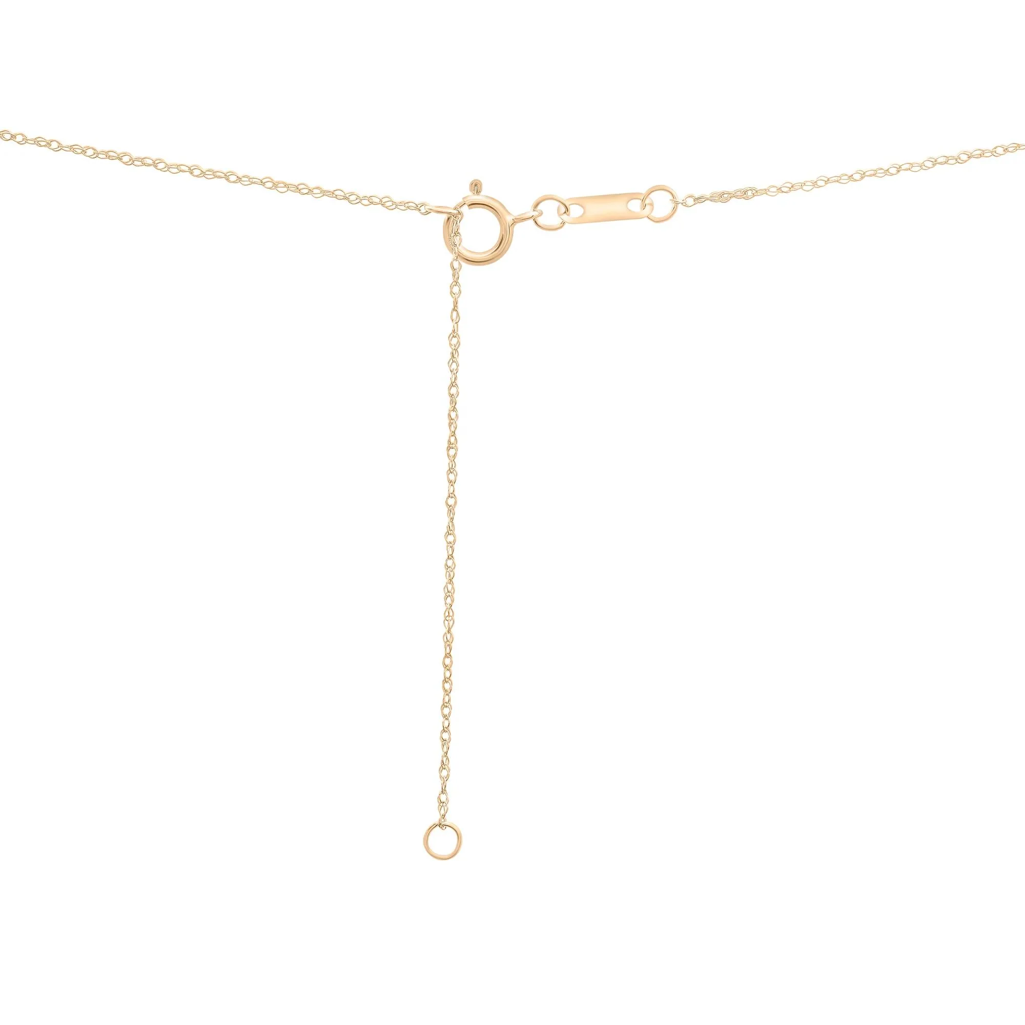 Lab-Created Opal Three-Stone Triangle Birthstone Pendant Necklace 10K Yellow Gold Size 18" - Image 3