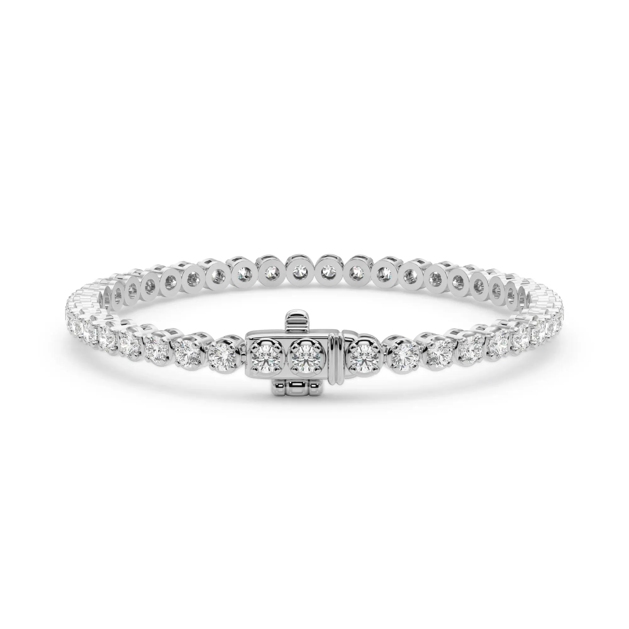 2 CT. Tw. Lab Grown Diamond Round Tennis Bracelet 14K White Gold Size 6.5" - Image 2