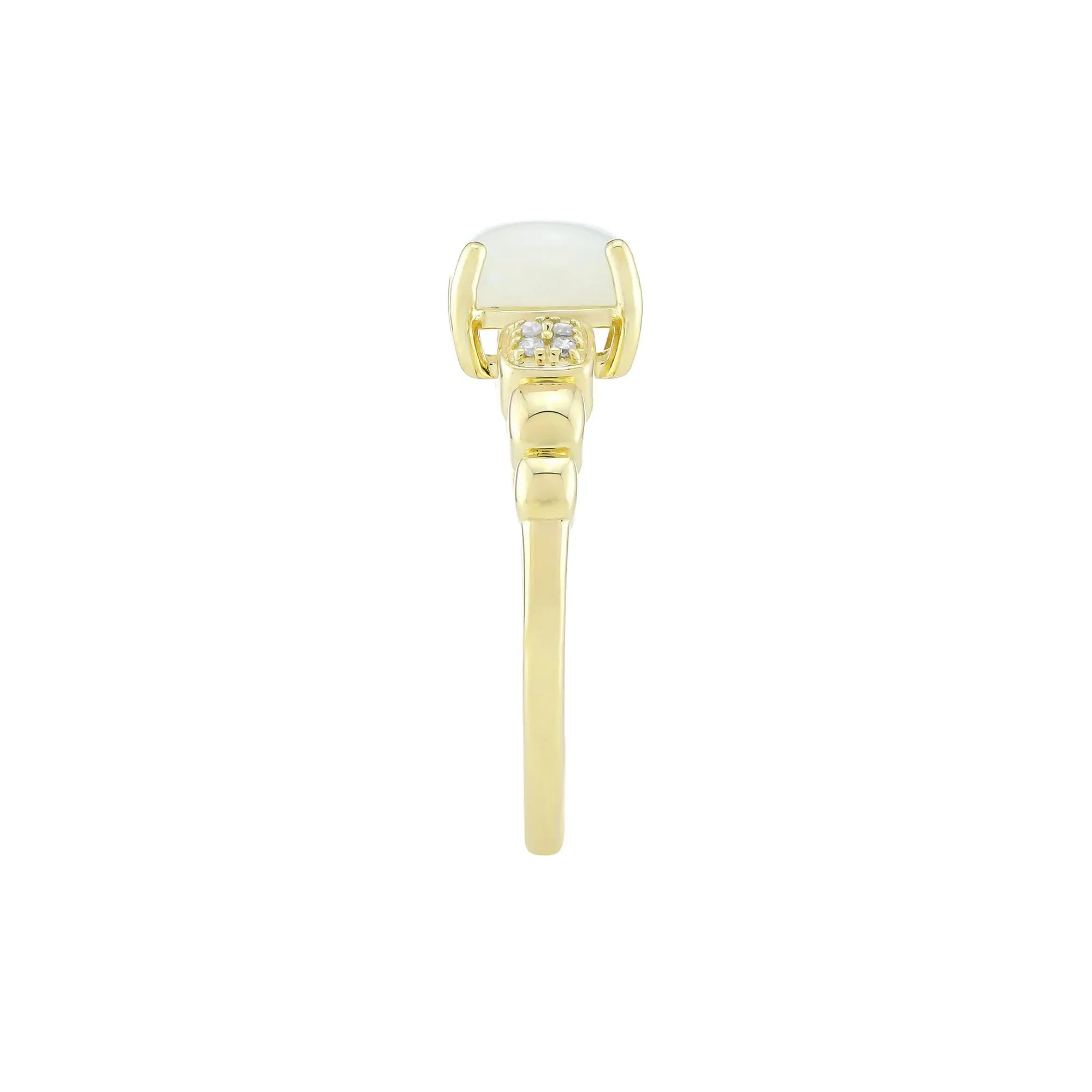 Moonstone and Diamond Accent Ring 10K Yellow Gold Size 8 1.5mm - Image 3