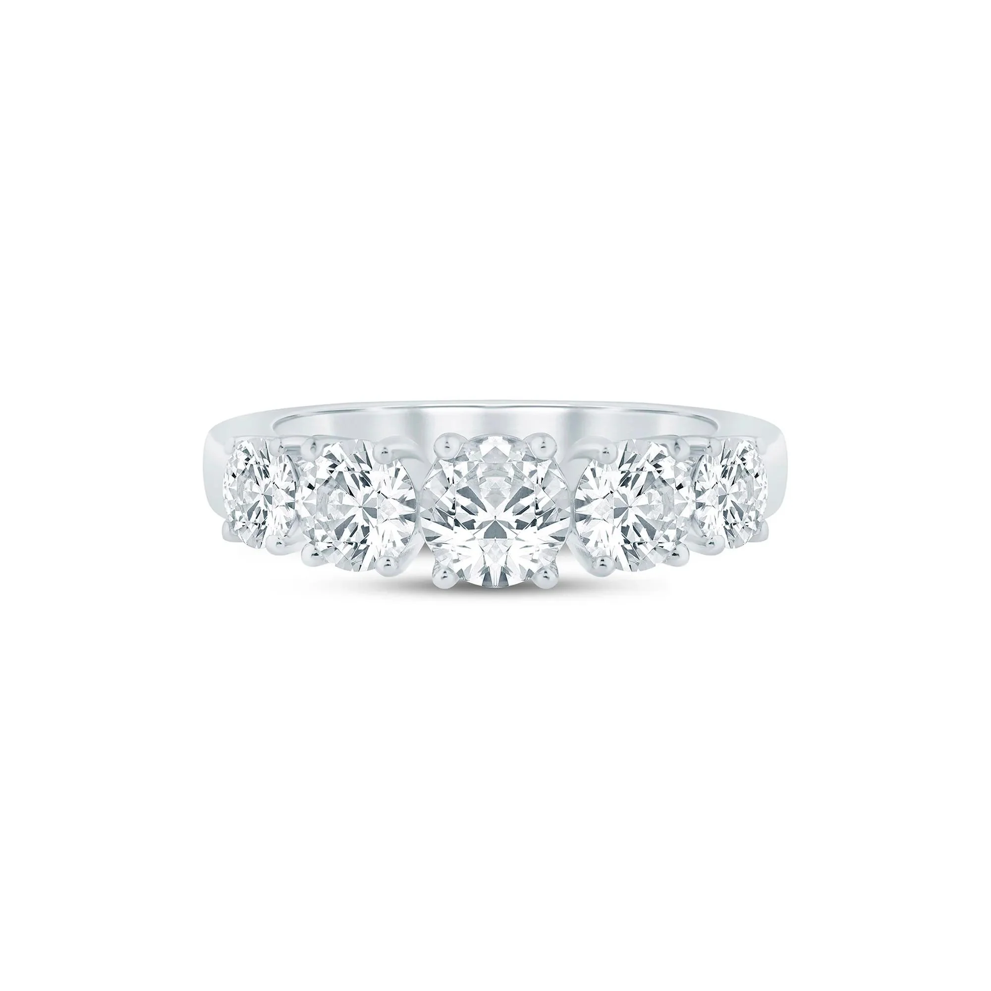 2 CT. Tw. Diamond Five-Stone Anniversary Band Ring 14K White Gold Size 6 2mm