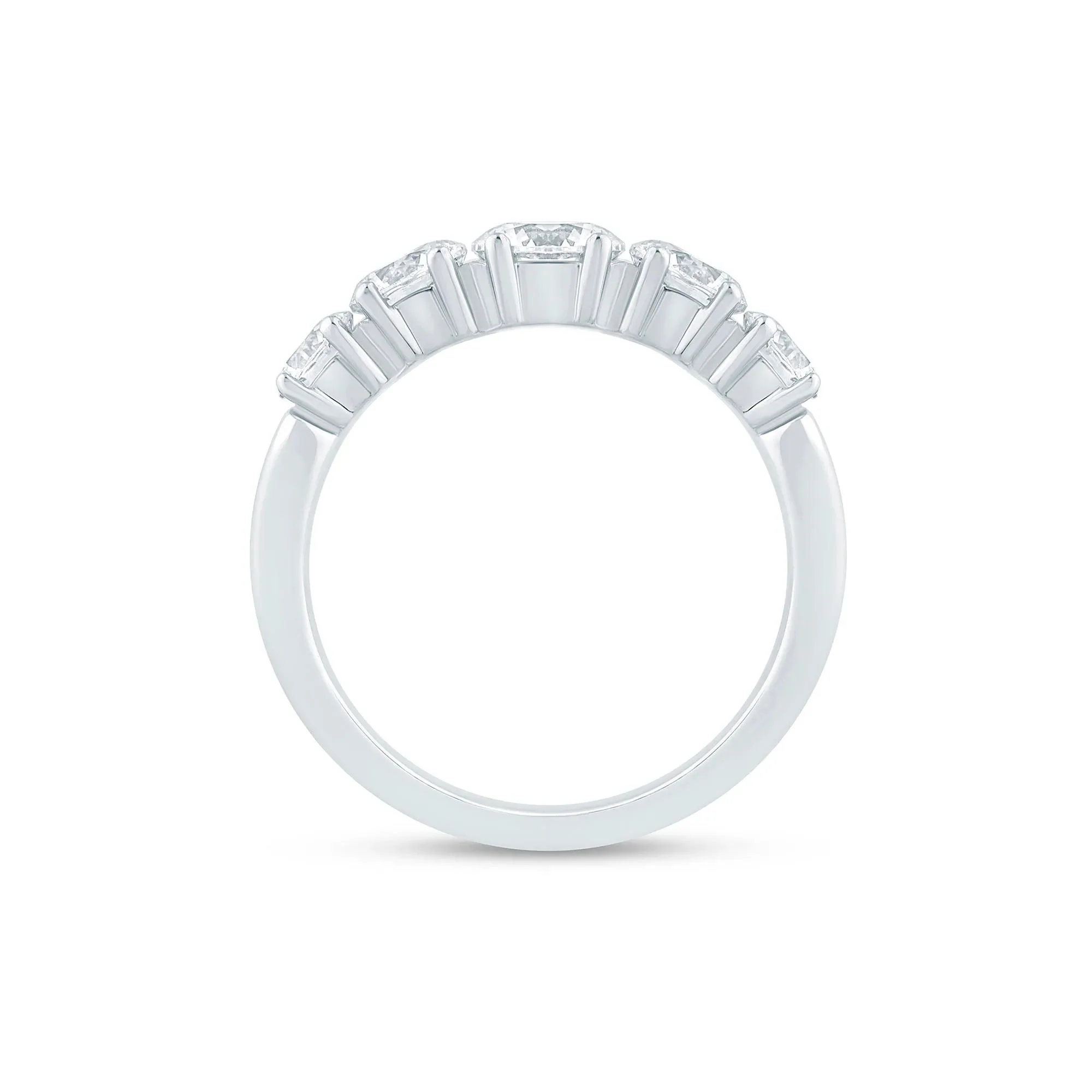 2 CT. Tw. Diamond Five-Stone Anniversary Band Ring 14K White Gold Size 7 2mm - Image 2