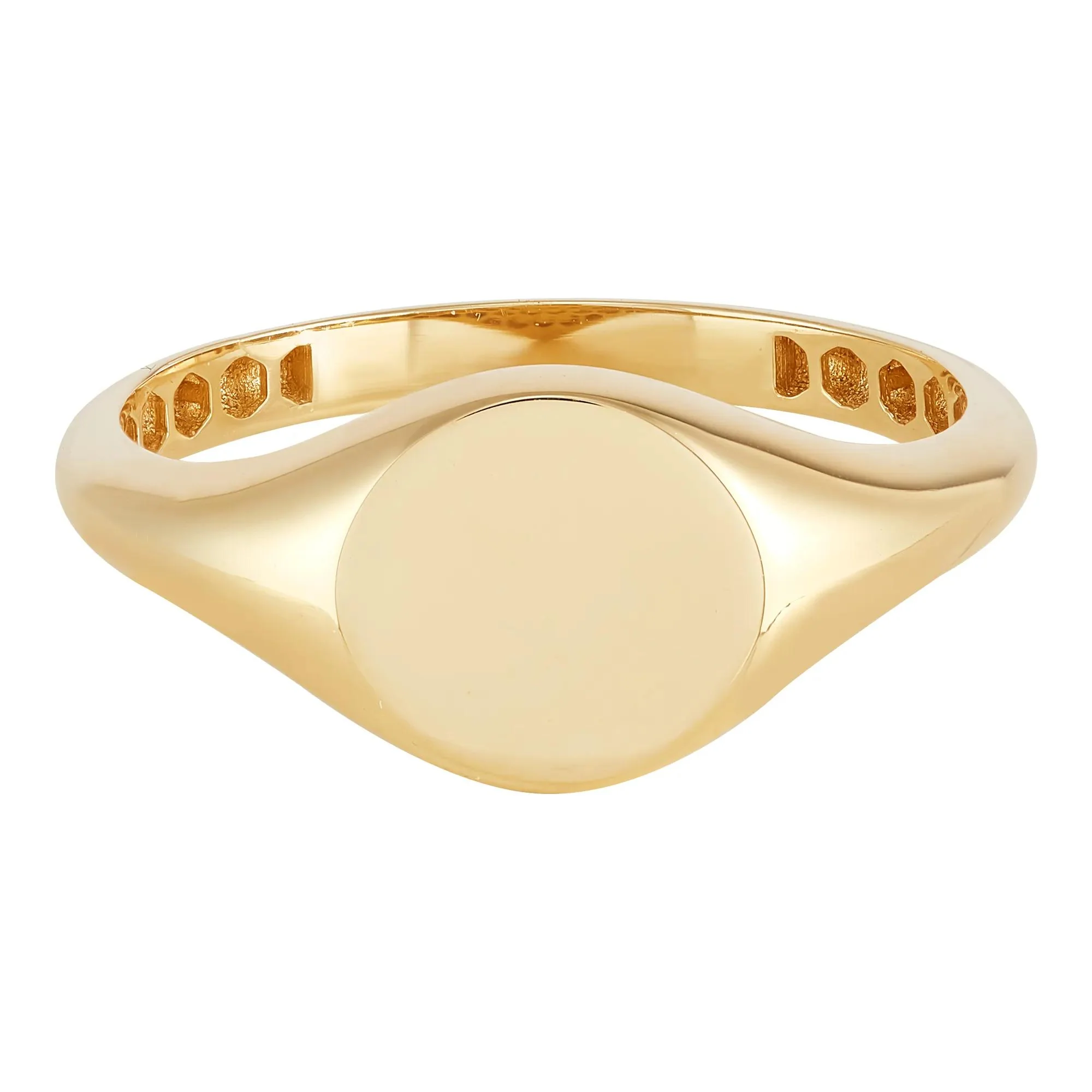 Polished Round Signet Ring 14K Yellow Gold Size 8