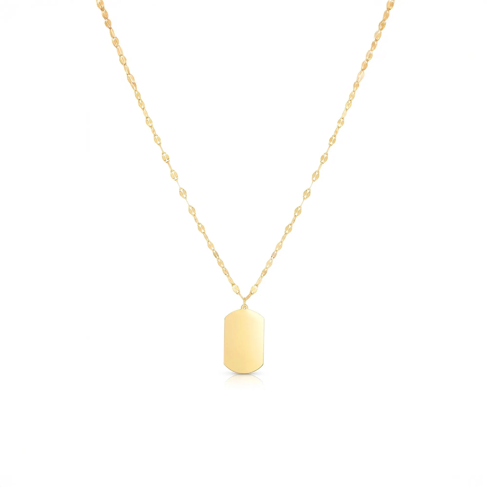 Tag Pendant Necklace 14K Yellow Gold Size 18"