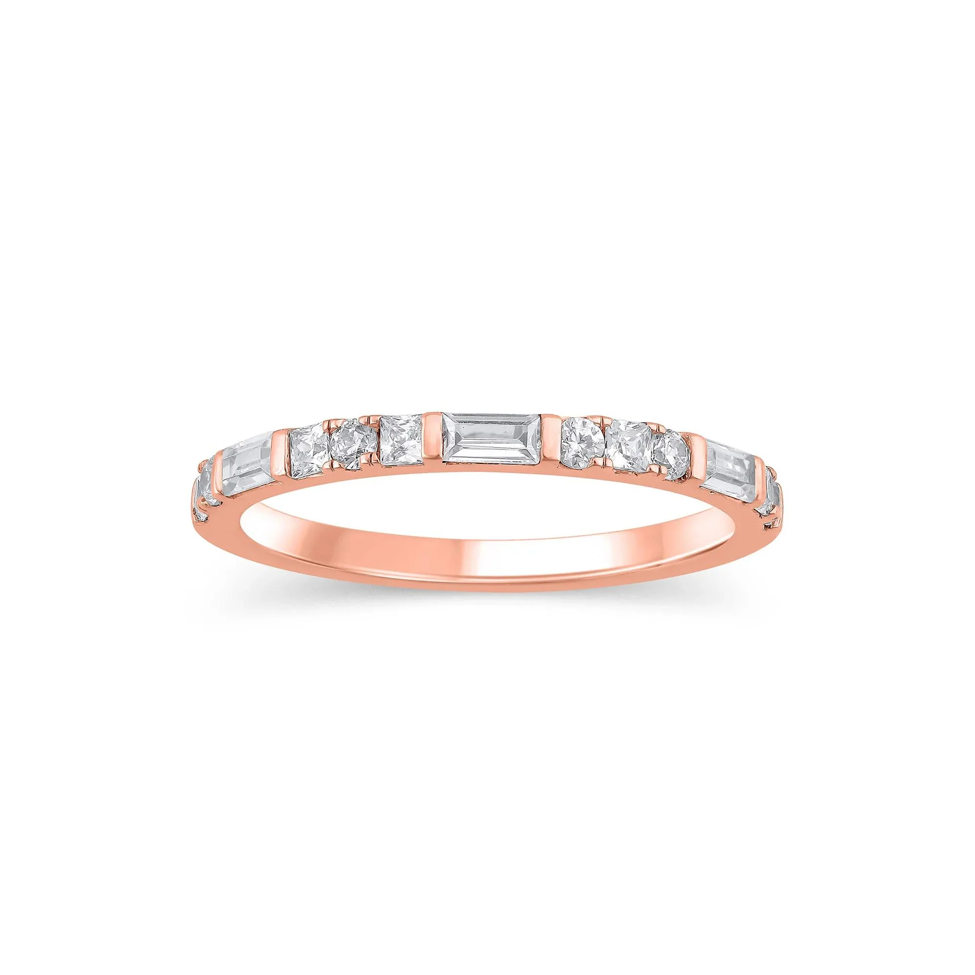 1/2 CT. Tw. Lab Grown Diamond Mixed Shape Anniversary Band Ring 10K Rose Gold Size 7.5 2mm