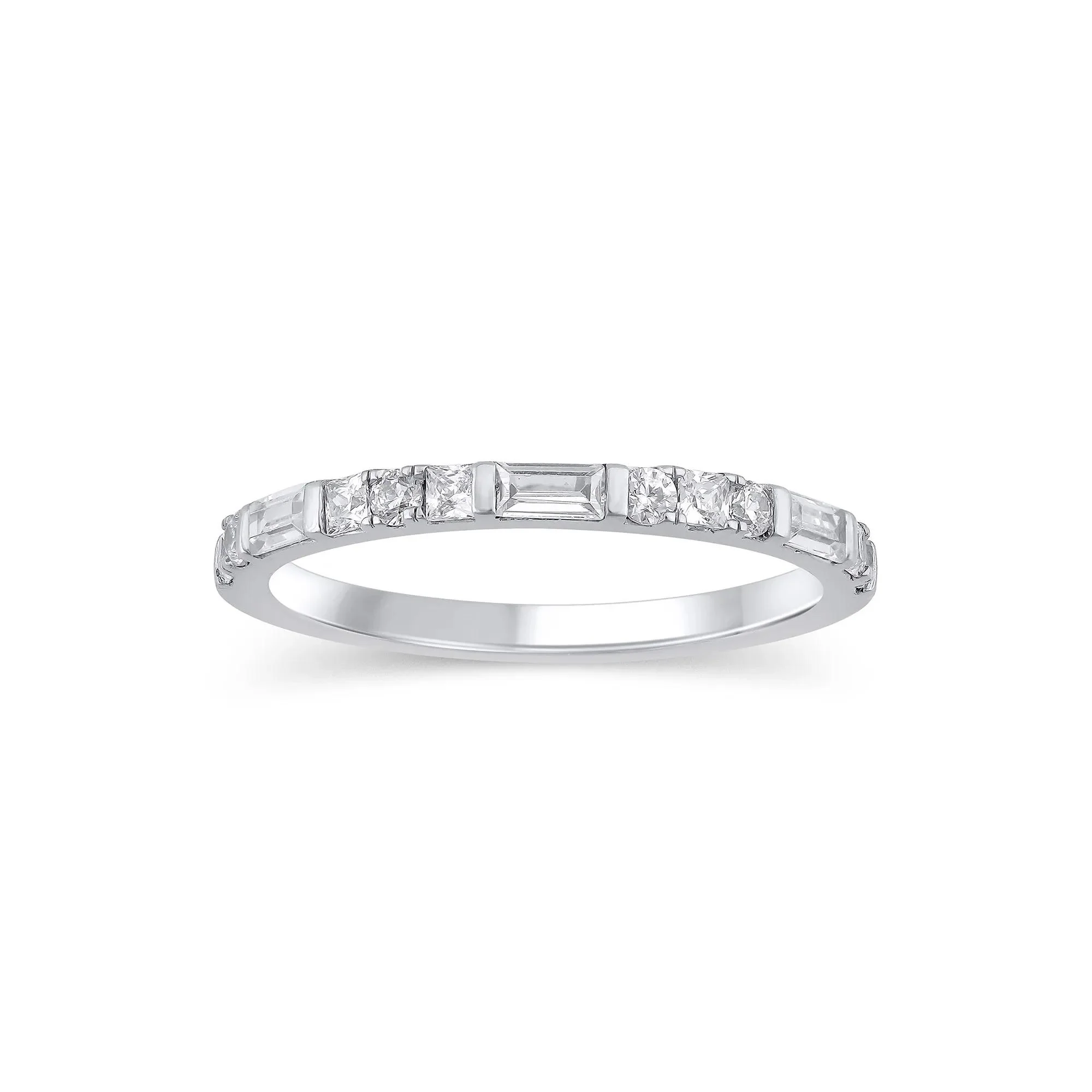 1/2 CT. Tw. Lab Grown Diamond Mixed Shape Anniversary Band Ring 10K White Gold Size 5 2mm