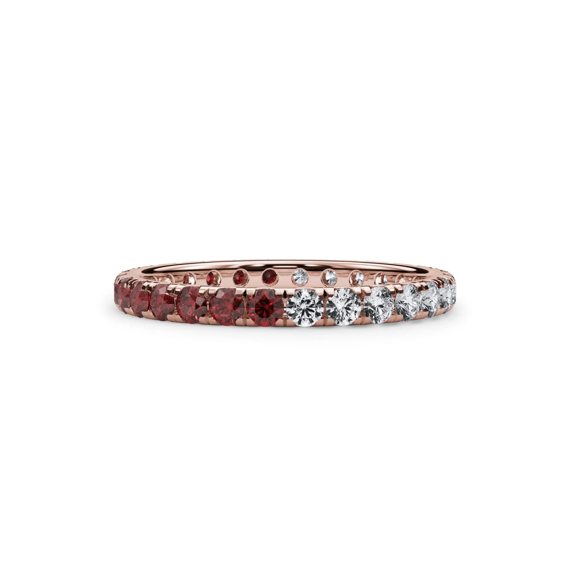 1/2 CT. Tw. Lab Grown Diamond and Lab-Created Ruby Eternity Band Ring 14K Rose Gold Size 4 3mm