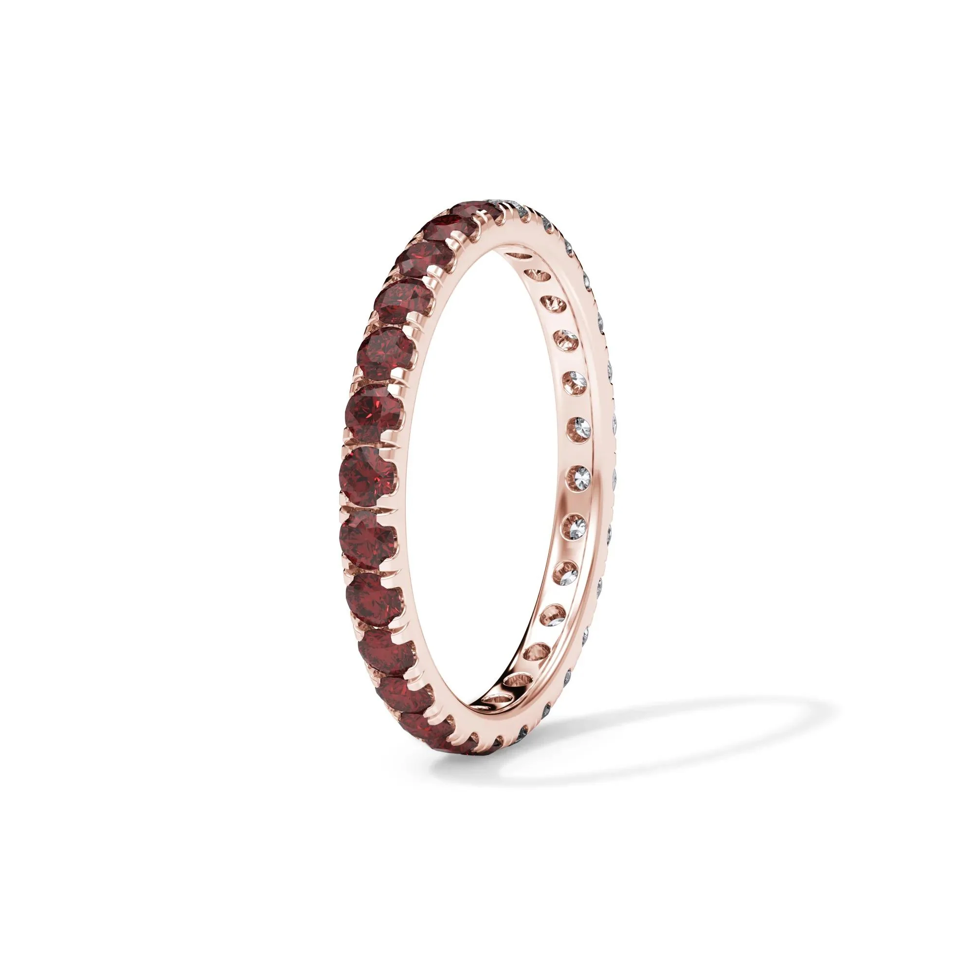 1/2 CT. Tw. Lab Grown Diamond and Lab-Created Ruby Eternity Band Ring 14K Rose Gold Size 8 3mm - Image 3