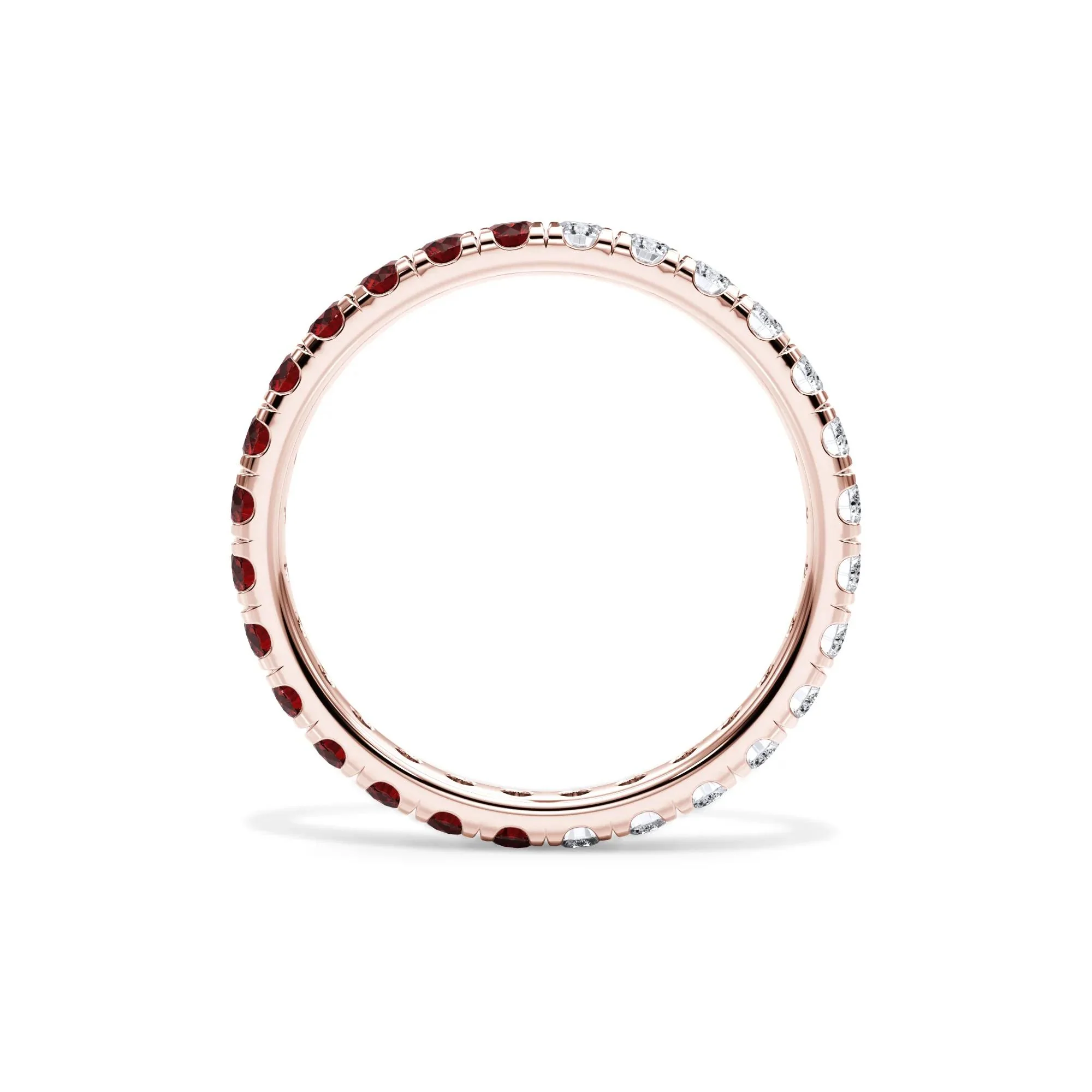 1/2 CT. Tw. Lab Grown Diamond and Lab-Created Ruby Eternity Band Ring 14K Rose Gold Size 9 3mm - Image 2