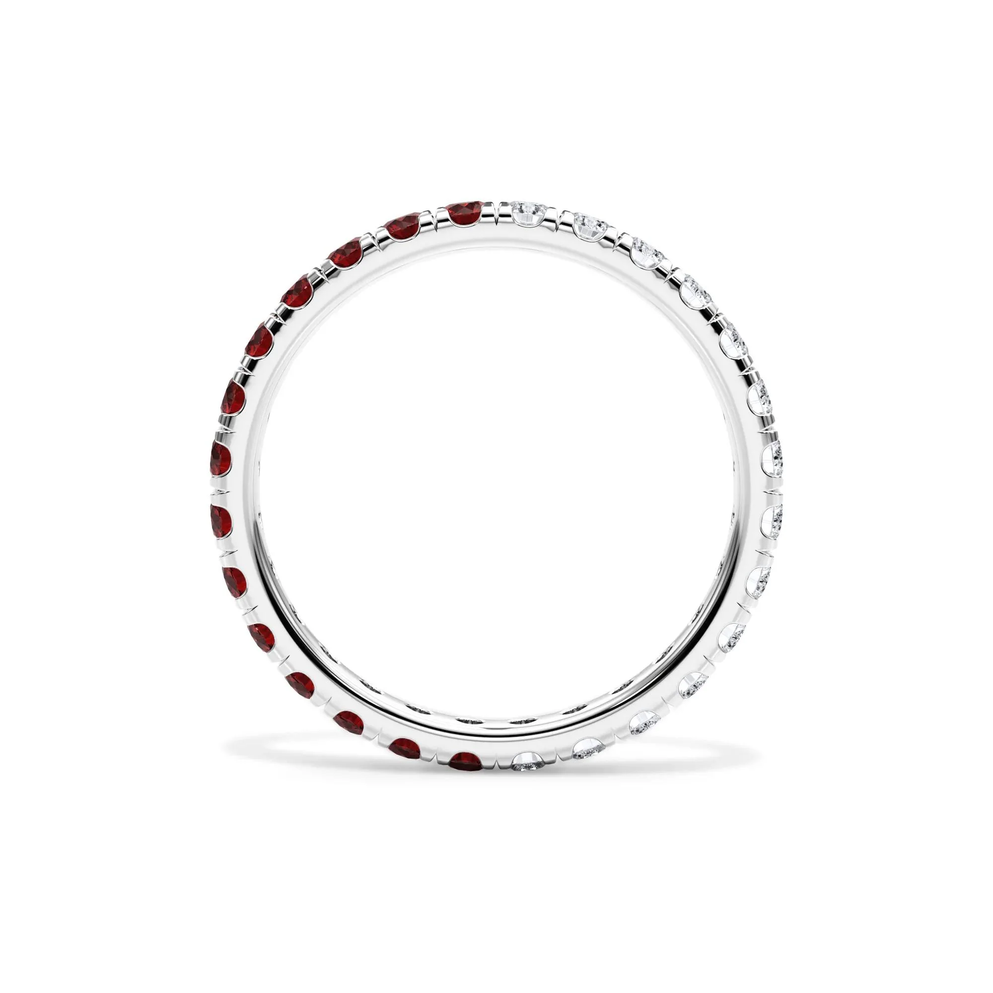1/2 CT. Tw. Lab Grown Diamond and Lab-Created Ruby Eternity Band Ring 14K White Gold Size 7.5 3mm - Image 2