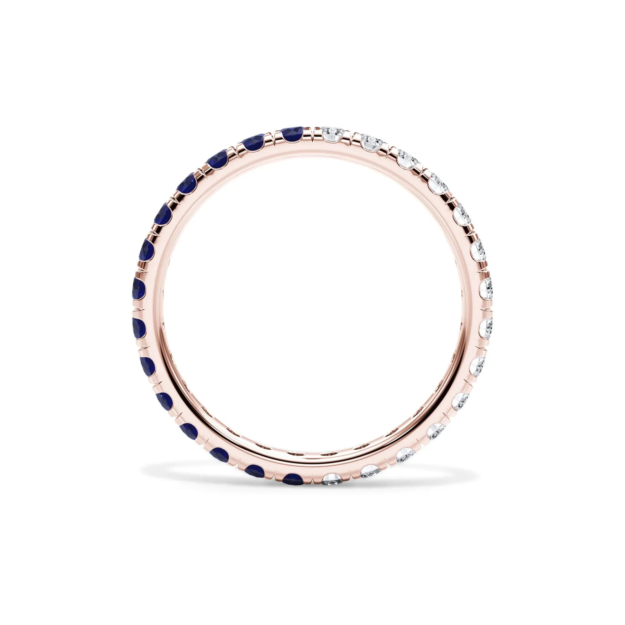 1/2 CT. Tw. Lab Grown Diamond and Lab-Created Blue Sapphire Eternity Band Ring 14K Rose Gold Size 9 3mm - Image 2