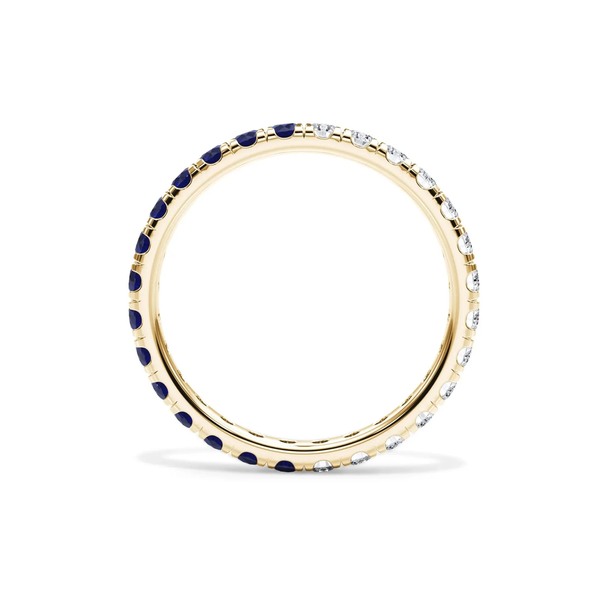 1/2 CT. Tw. Lab Grown Diamond and Lab-Created Blue Sapphire Eternity Band Ring 14K Yellow Gold Size 6.5 3mm - Image 2