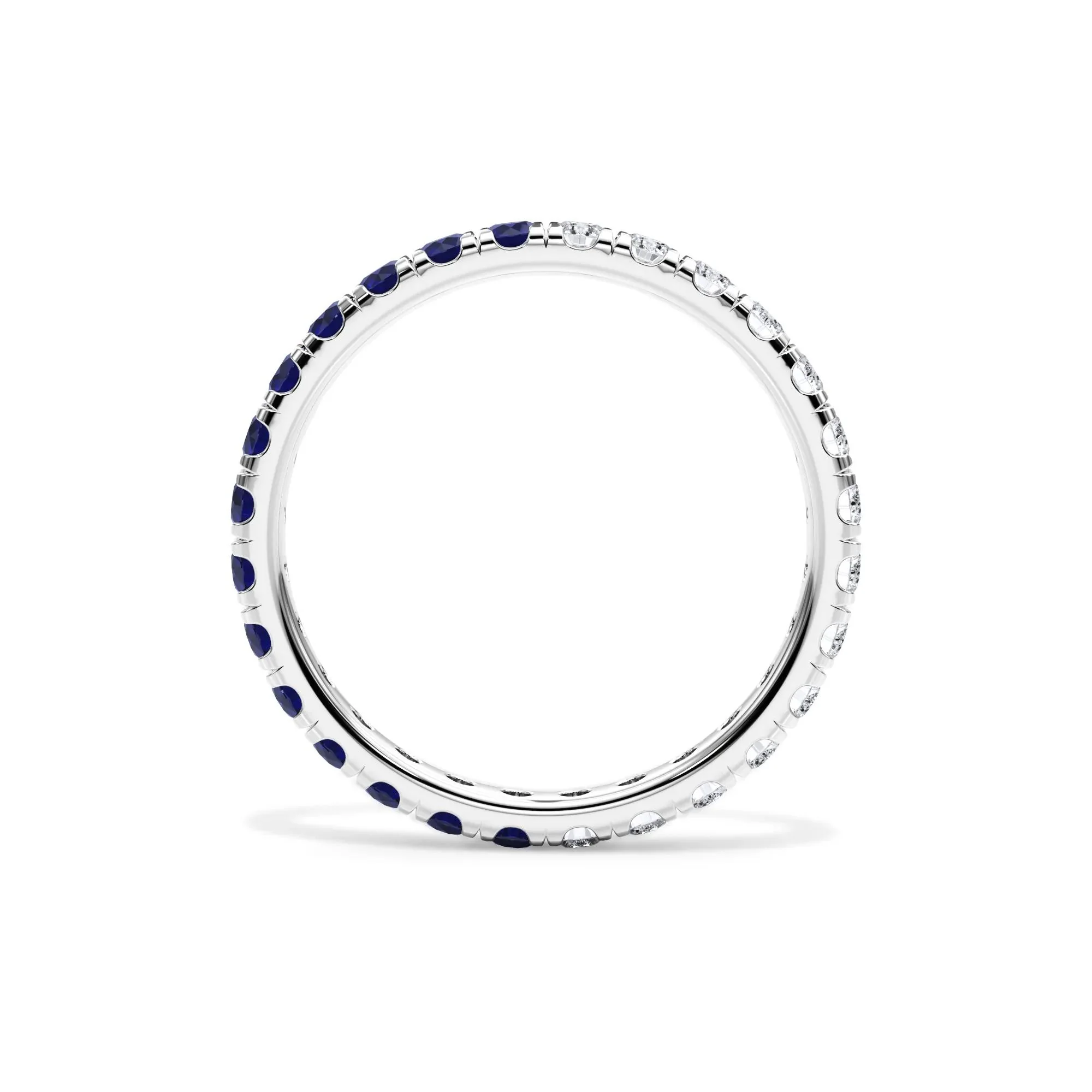 1/2 CT. Tw. Lab Grown Diamond and Lab-Created Blue Sapphire Eternity Band Ring Platinum White Size 7.5 3mm - Image 2