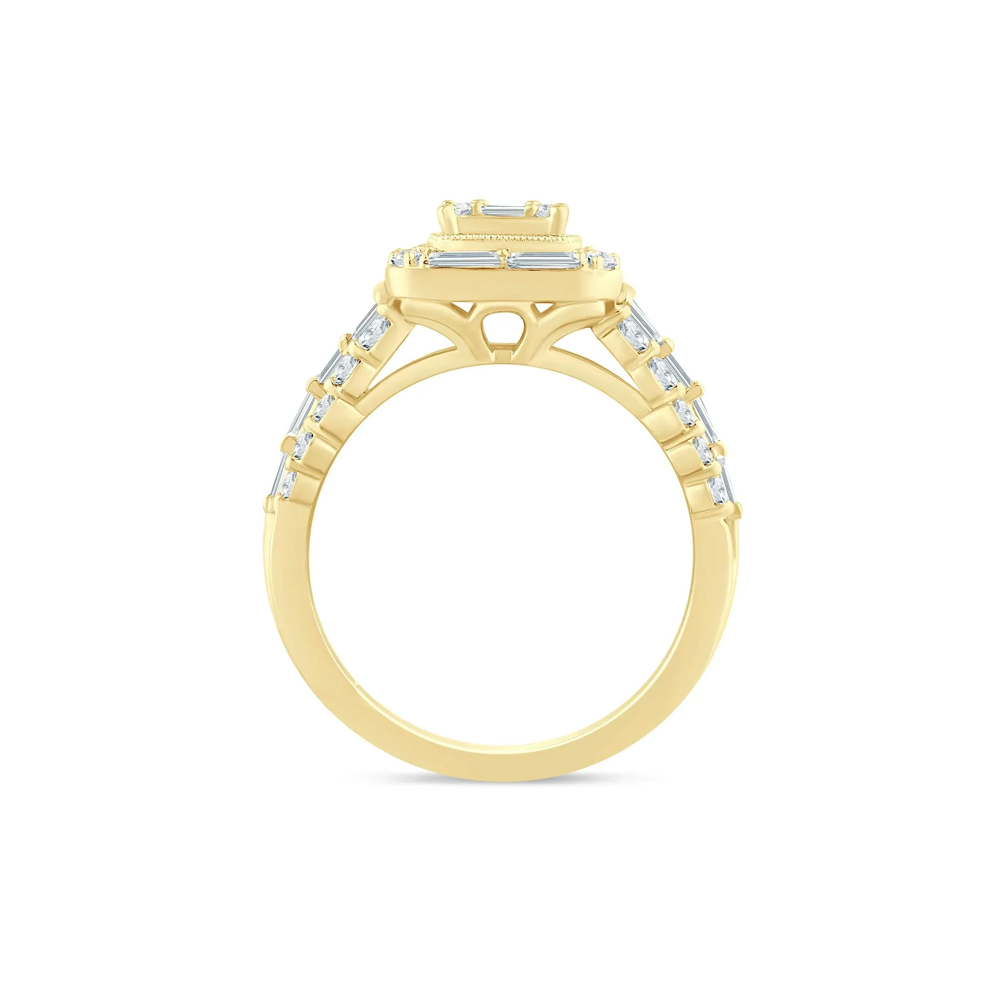 1 3/8 CT. Tw. Diamond Composite Engagement Ring 14K Yellow Gold Round Brilliant Cut Size 6 2mm - Image 2
