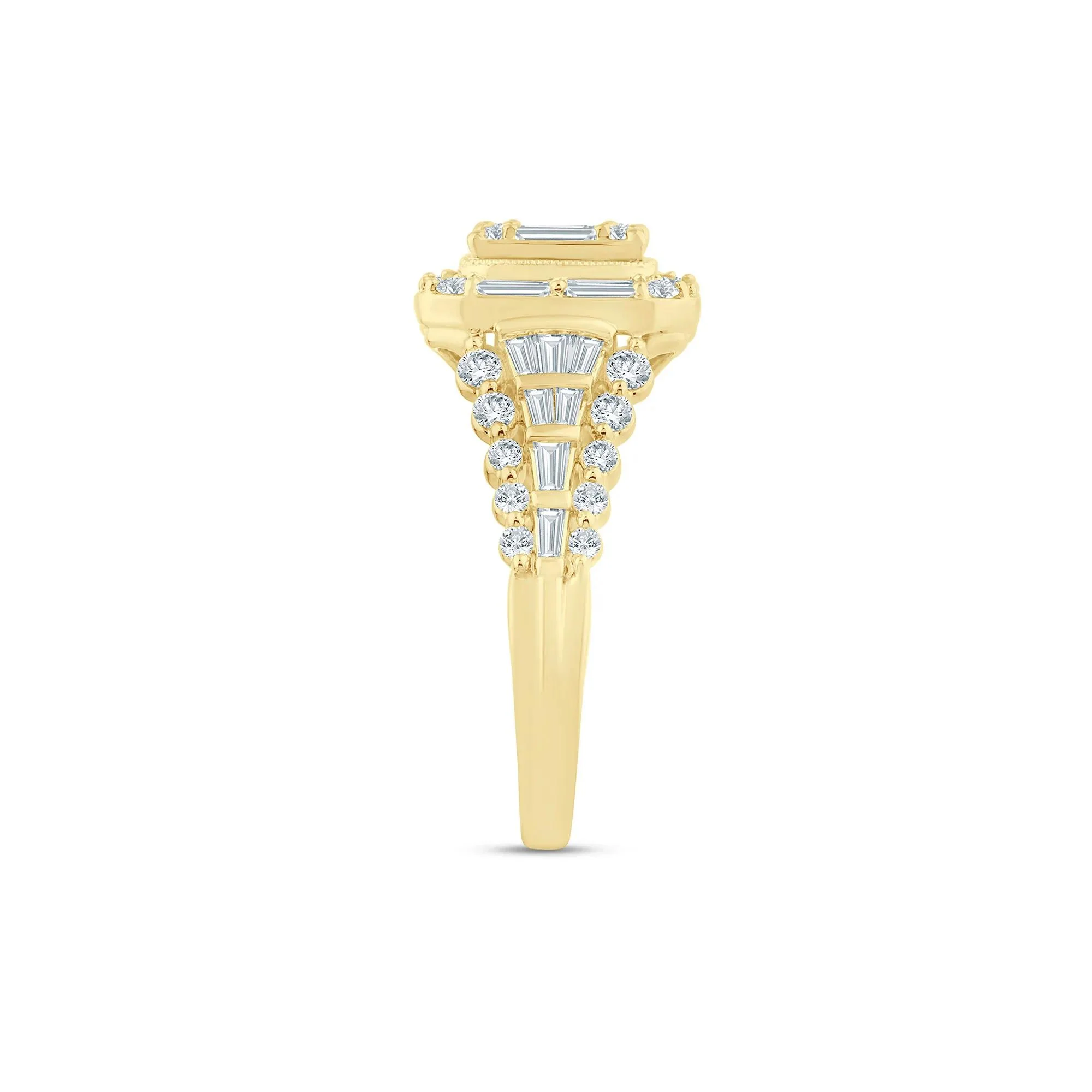 1 3/8 CT. Tw. Diamond Composite Engagement Ring 14K Yellow Gold Round Brilliant Cut Size 8 2mm - Image 3