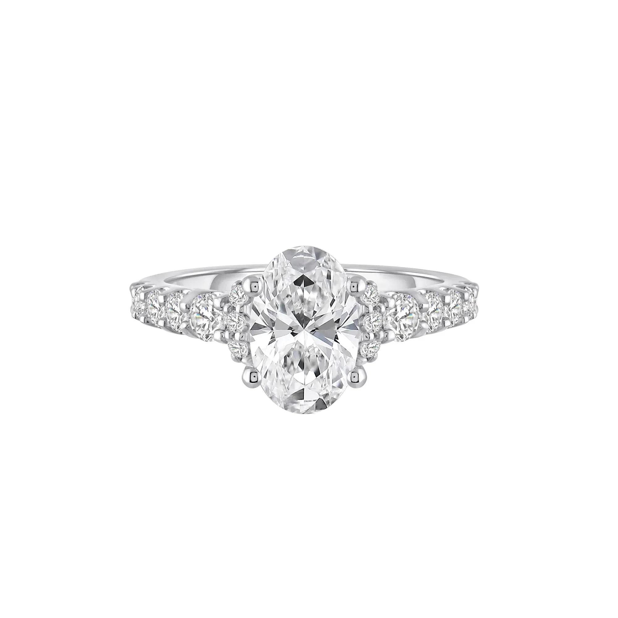 2 3/4 CT. Tw. Lab Grown Diamond Engagement Ring 14K White Gold Round Brilliant Cut Size 7 10mm