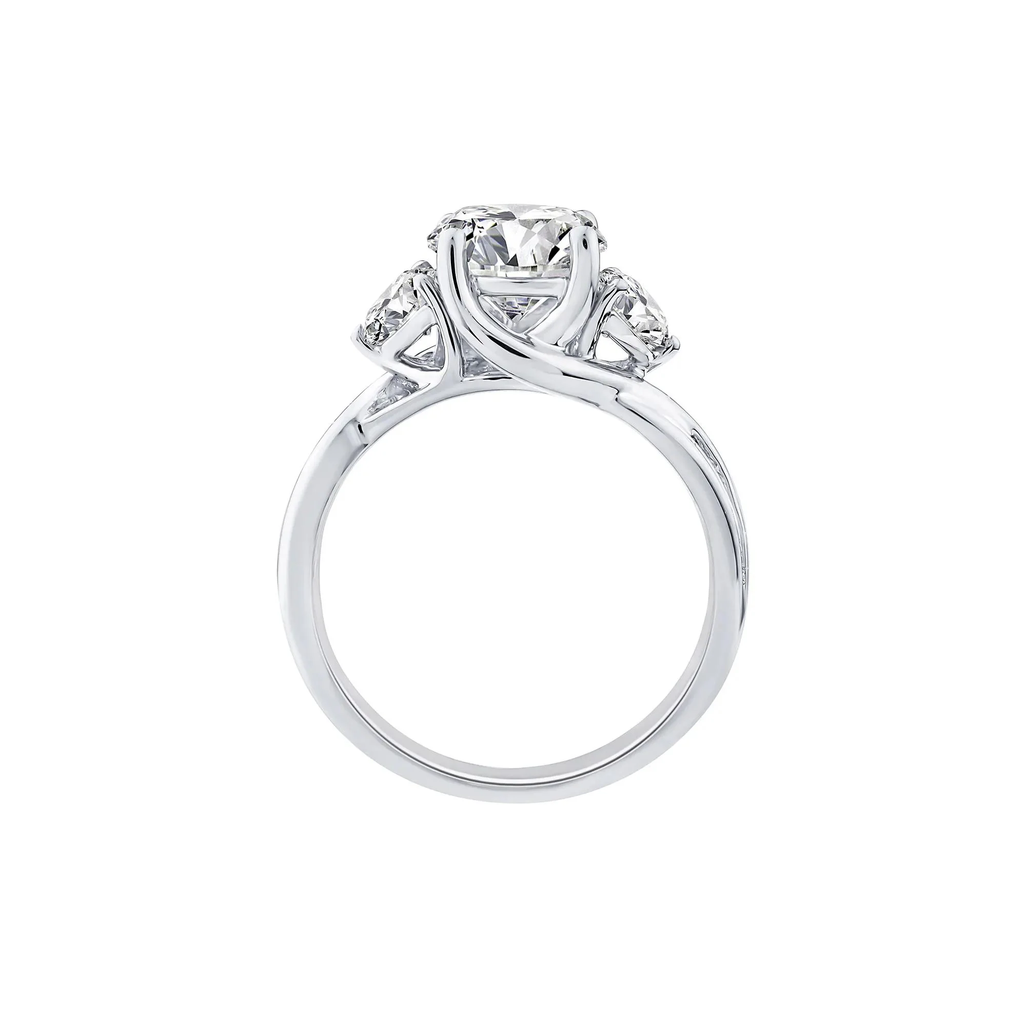 2 3/4 CT. Tw. Lab Grown Diamond Three-Stone Engagement Ring 10K White Gold Size 6 1.5mm - Image 2