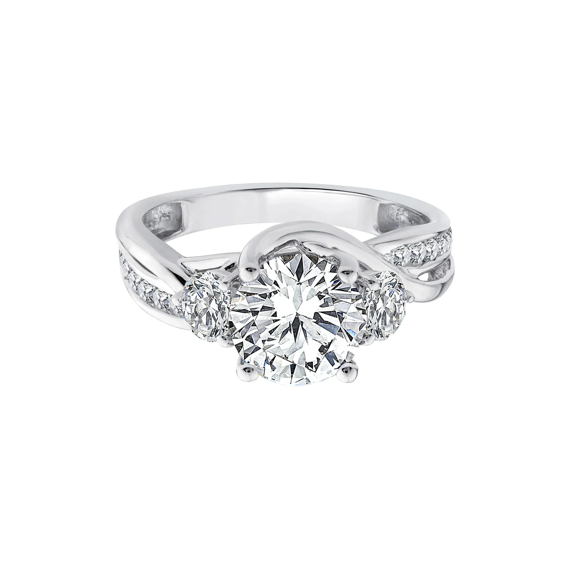 2 3/4 CT. Tw. Lab Grown Diamond Three-Stone Engagement Ring 10K White Gold Size 8.5 1.5mm