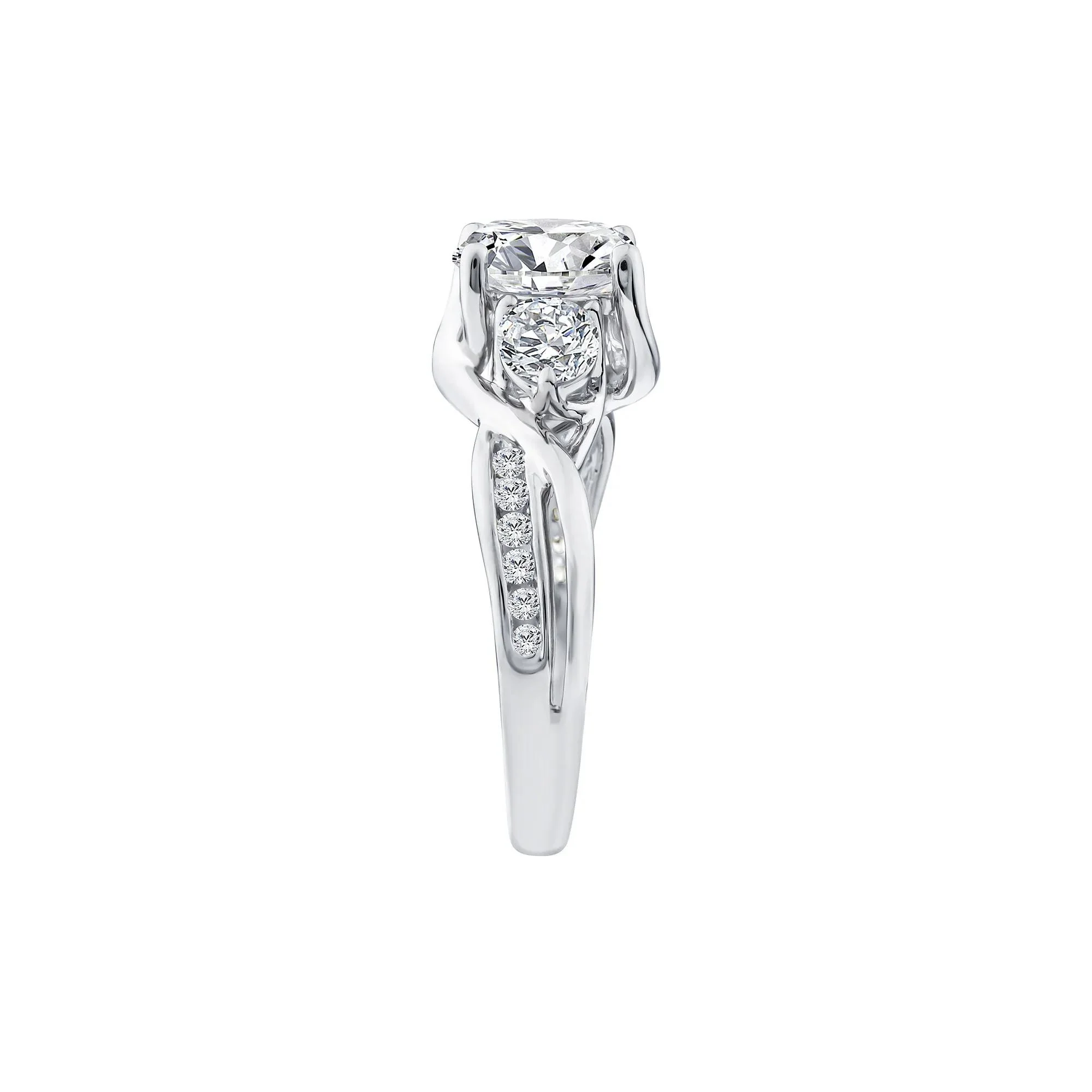 2 3/4 CT. Tw. Lab Grown Diamond Three-Stone Engagement Ring 10K White Gold Size 8.5 1.5mm - Image 3