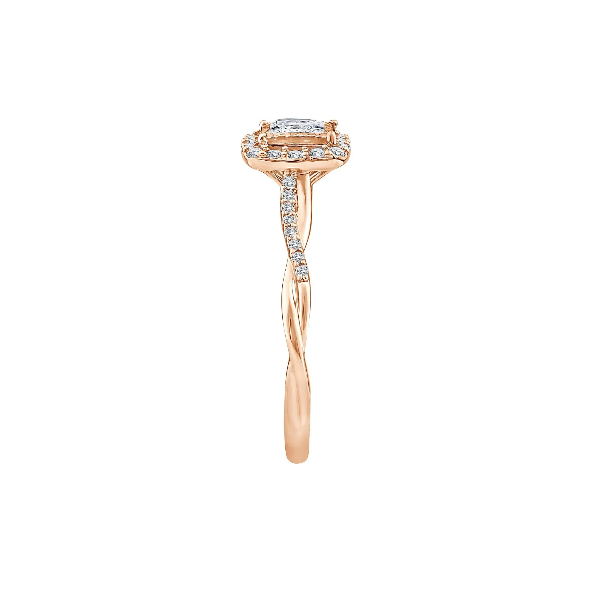 1/2 CT. Tw. Lab Grown Diamond Princess-Cut Halo Promise Ring 10K Rose Gold Size 6 1.5mm - Image 3
