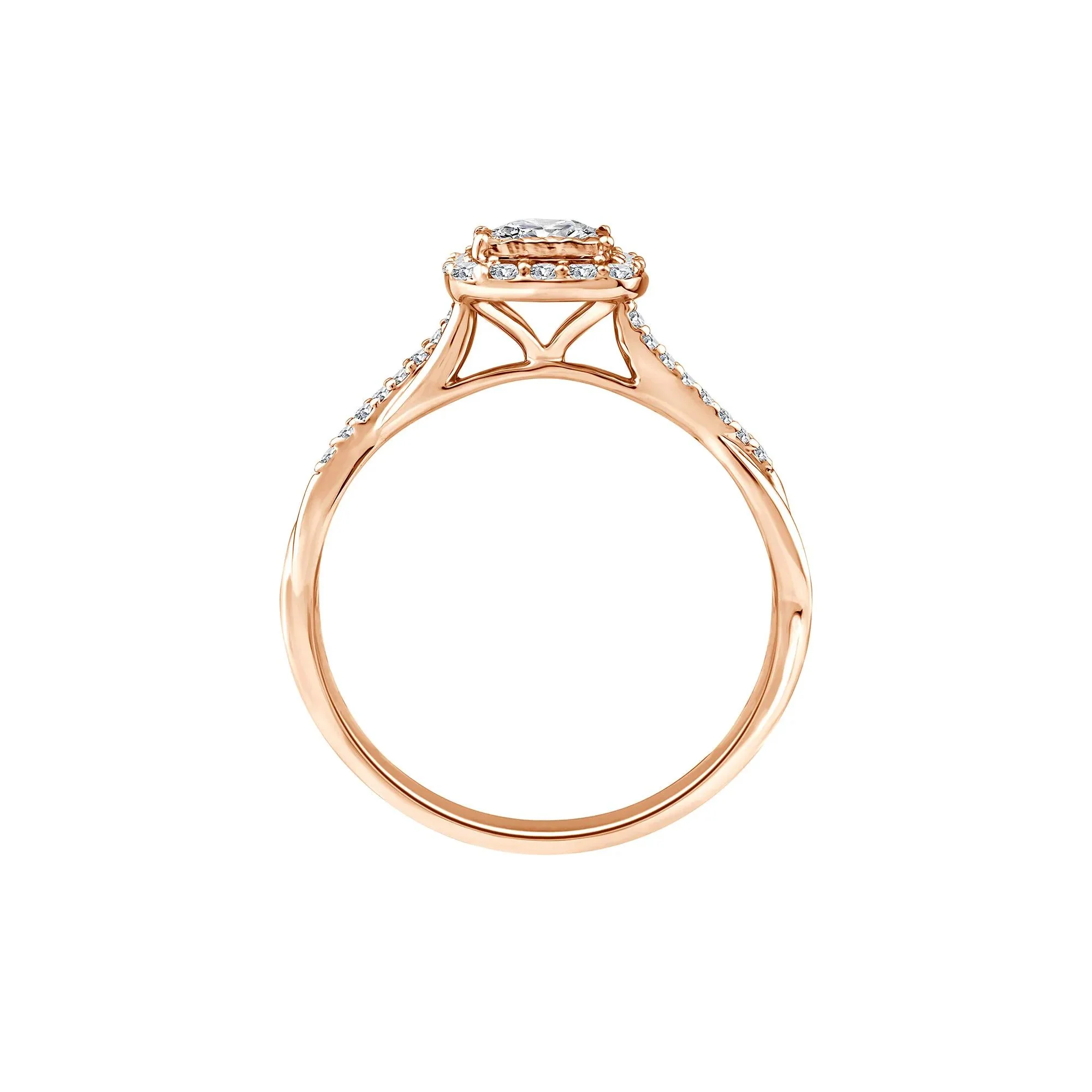 1/2 CT. Tw. Lab Grown Diamond Princess-Cut Halo Promise Ring 10K Rose Gold Size 8.5 1.5mm - Image 2
