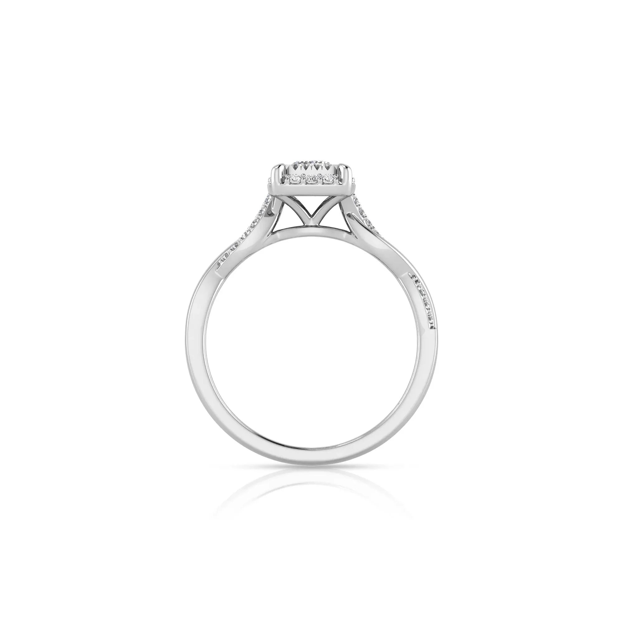 1/2 CT. Tw. Lab Grown Diamond Emerald-Cut Twist Shank Promise Ring 10K White Gold Size 5.5 1.5mm - Image 2