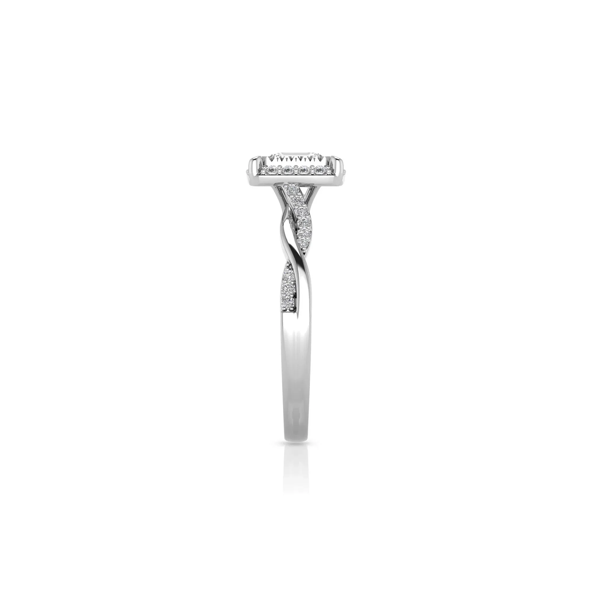 1/2 CT. Tw. Lab Grown Diamond Emerald-Cut Twist Shank Promise Ring 10K White Gold Size 9.5 1.5mm - Image 3