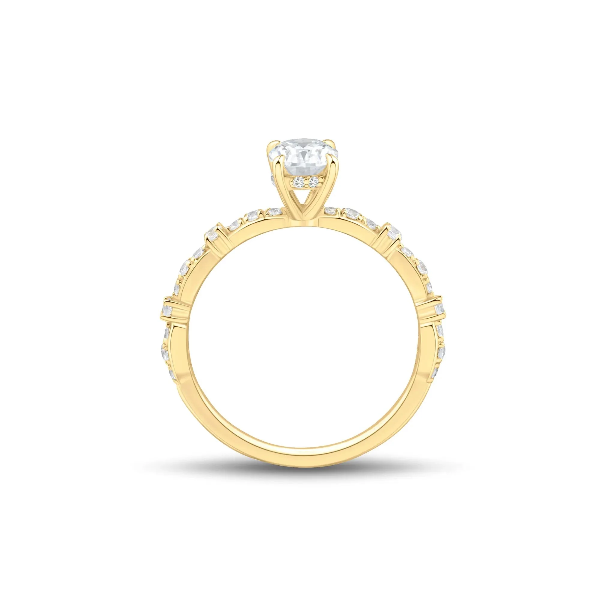 1 CT. Tw. Oval Diamond Engagement Ring 14K Yellow Gold Size 8 1.5mm - Image 3