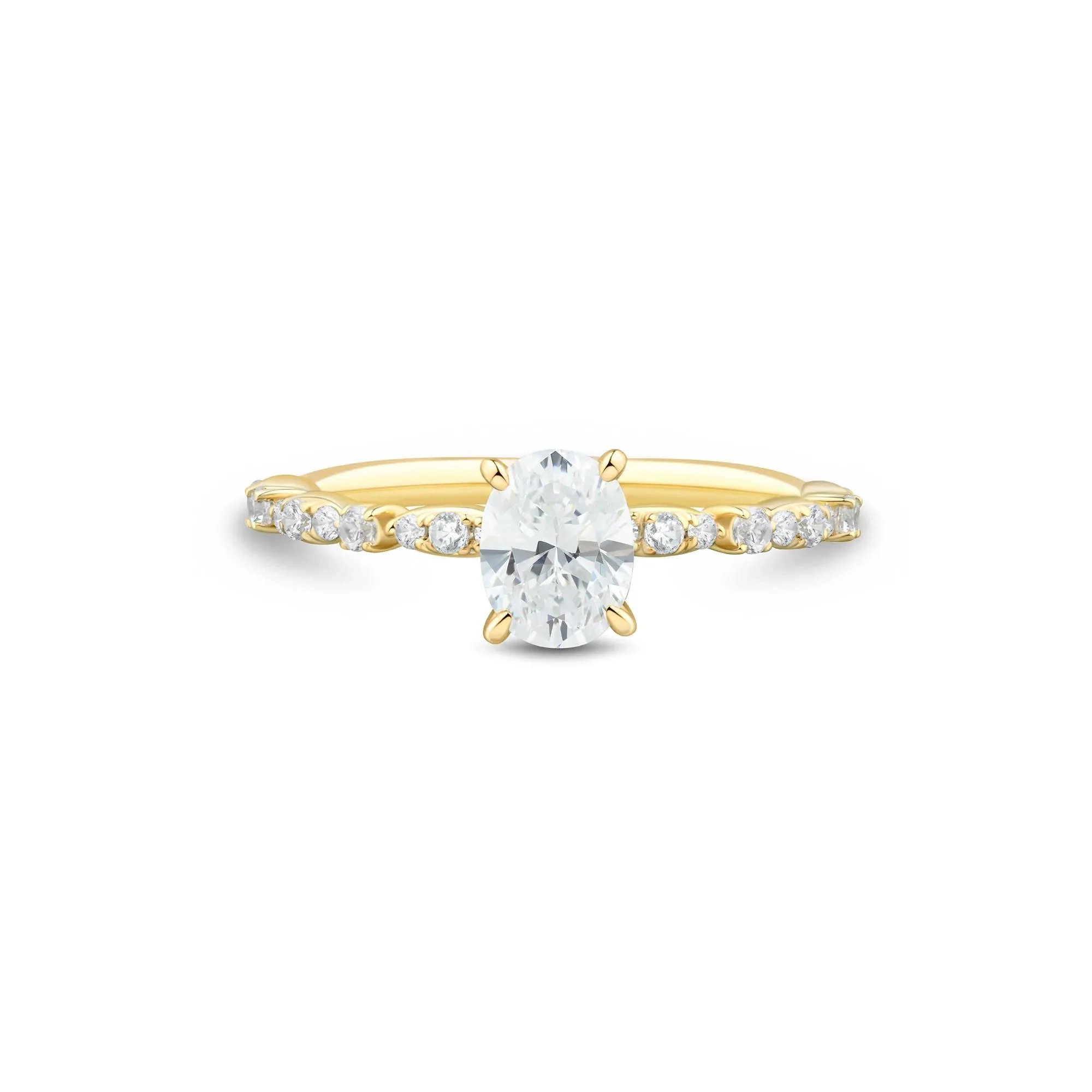 1 CT. Tw. Oval Diamond Engagement Ring 14K Yellow Gold Size 8.5 1.5mm