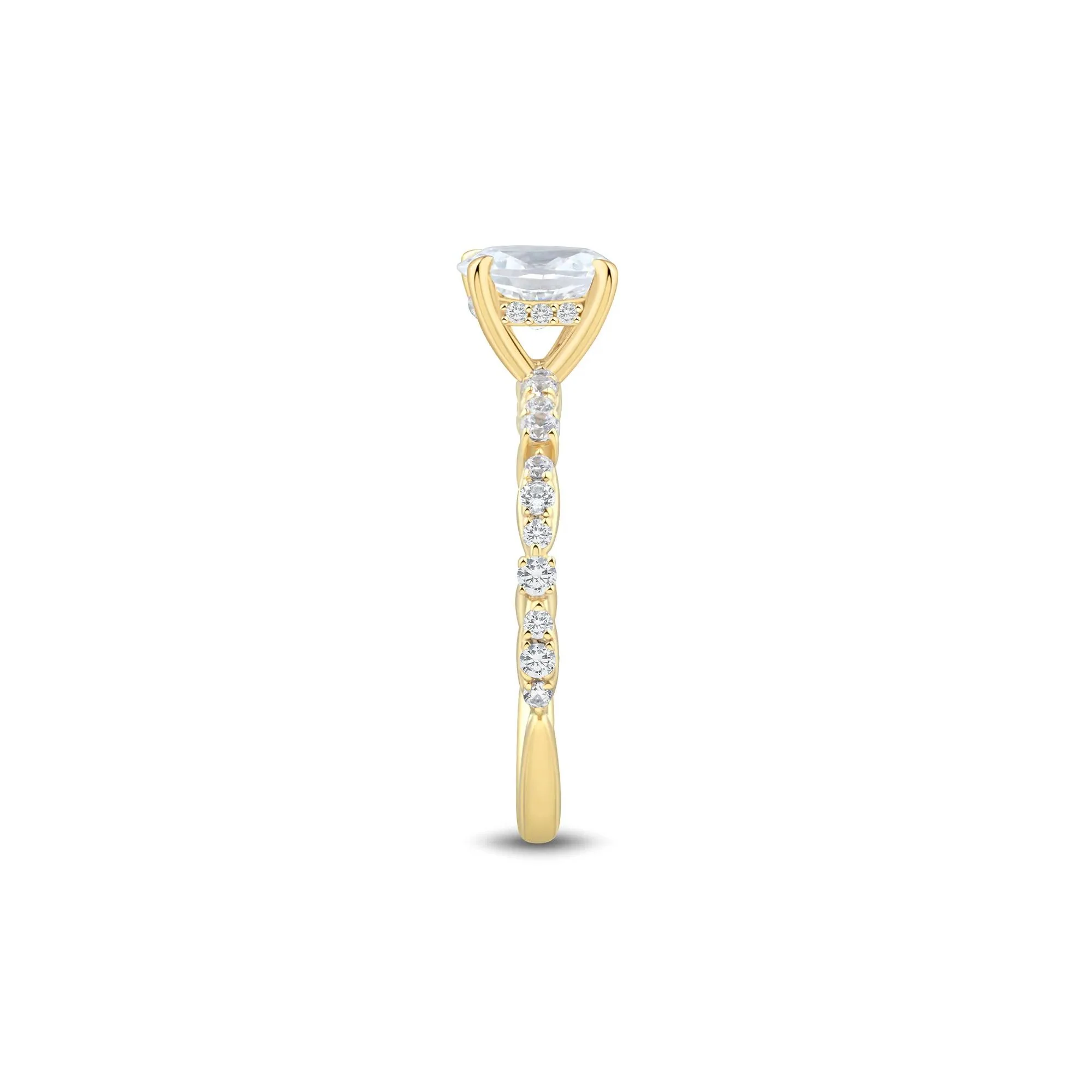 1 CT. Tw. Oval Diamond Engagement Ring 14K Yellow Gold Size 8.5 1.5mm - Image 2