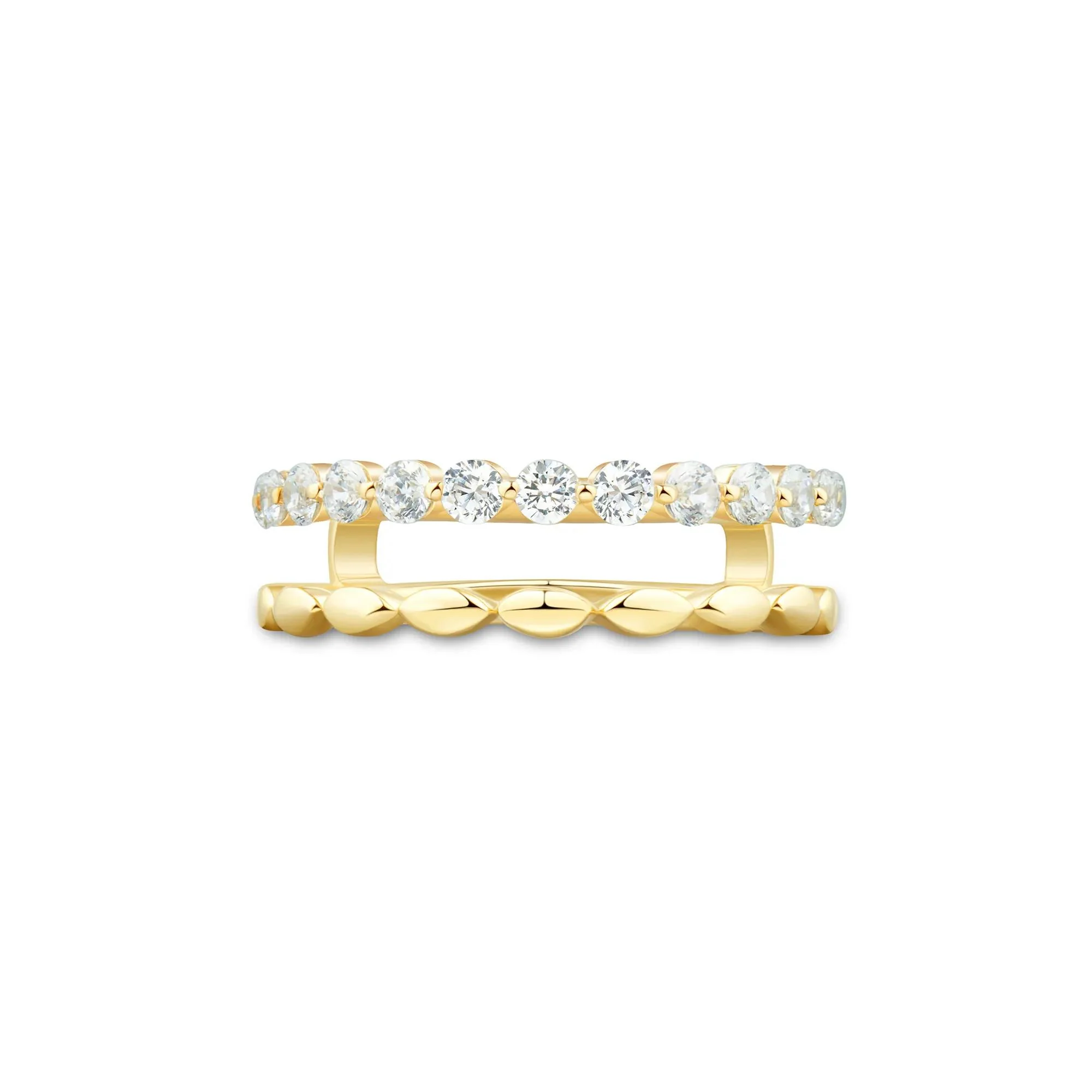 1/2 CT. Tw. Lab Grown Diamond Insert 14K Yellow Gold Ring Round Brilliant Cut Size 6.5 1mm